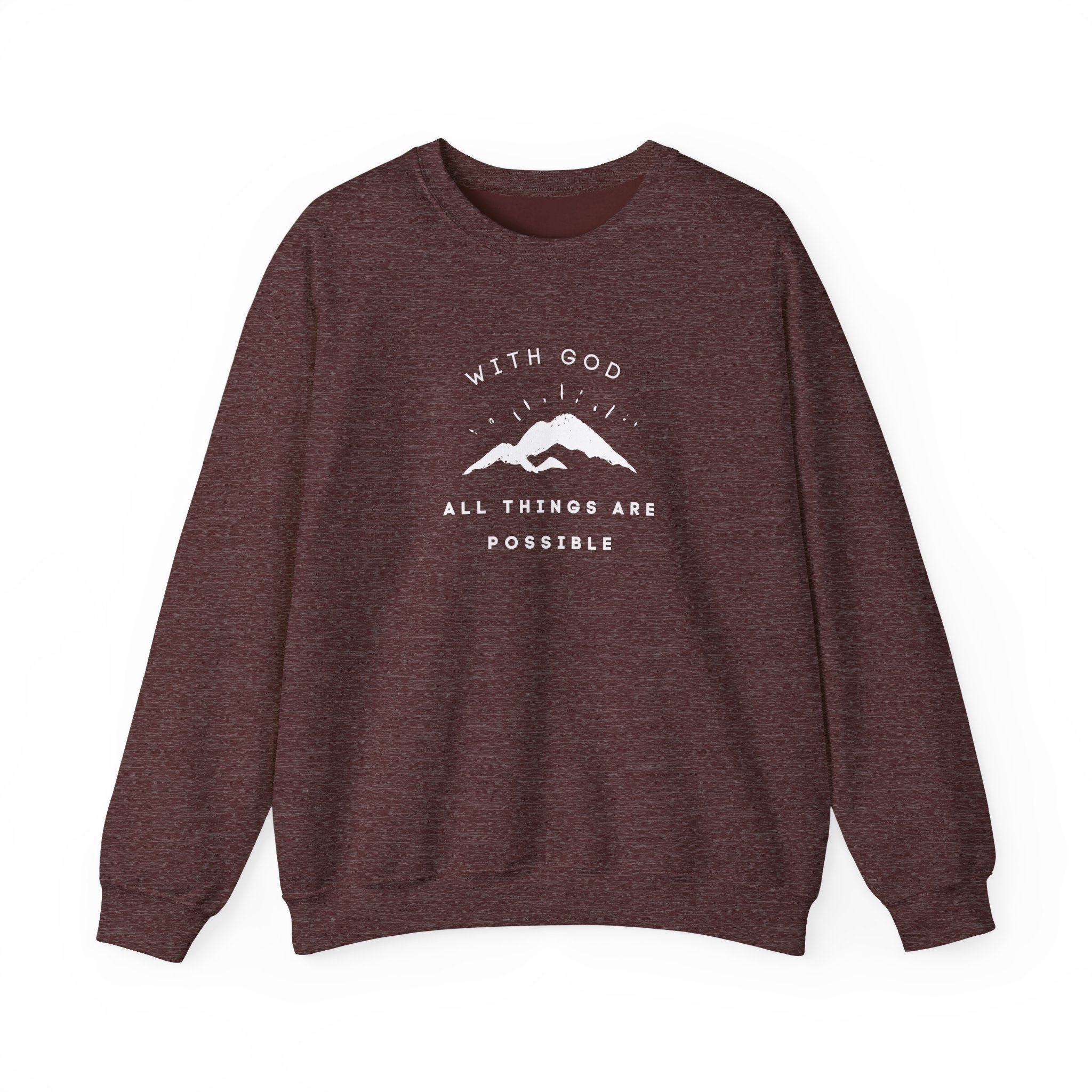 With God All Things Are Possible – "Summit Hope" Classic Heavy Blend Crewneck Sweatshirt
