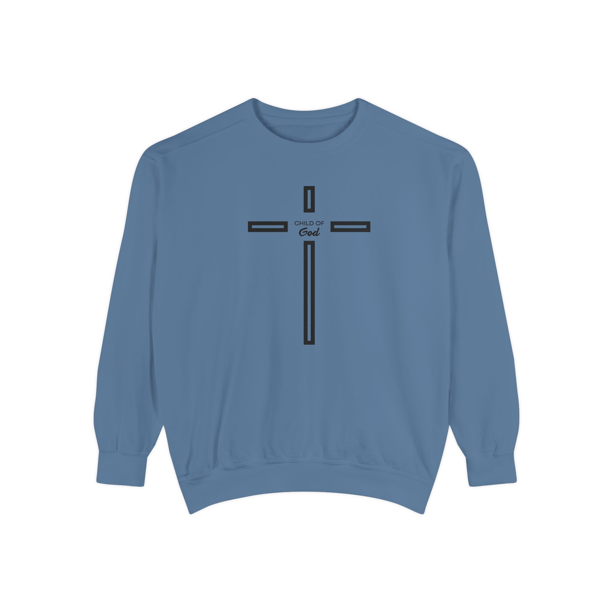 "Child of God" Modern Linear Cross Vintage Garment-Dyed Sweatshirt - Imagen 2