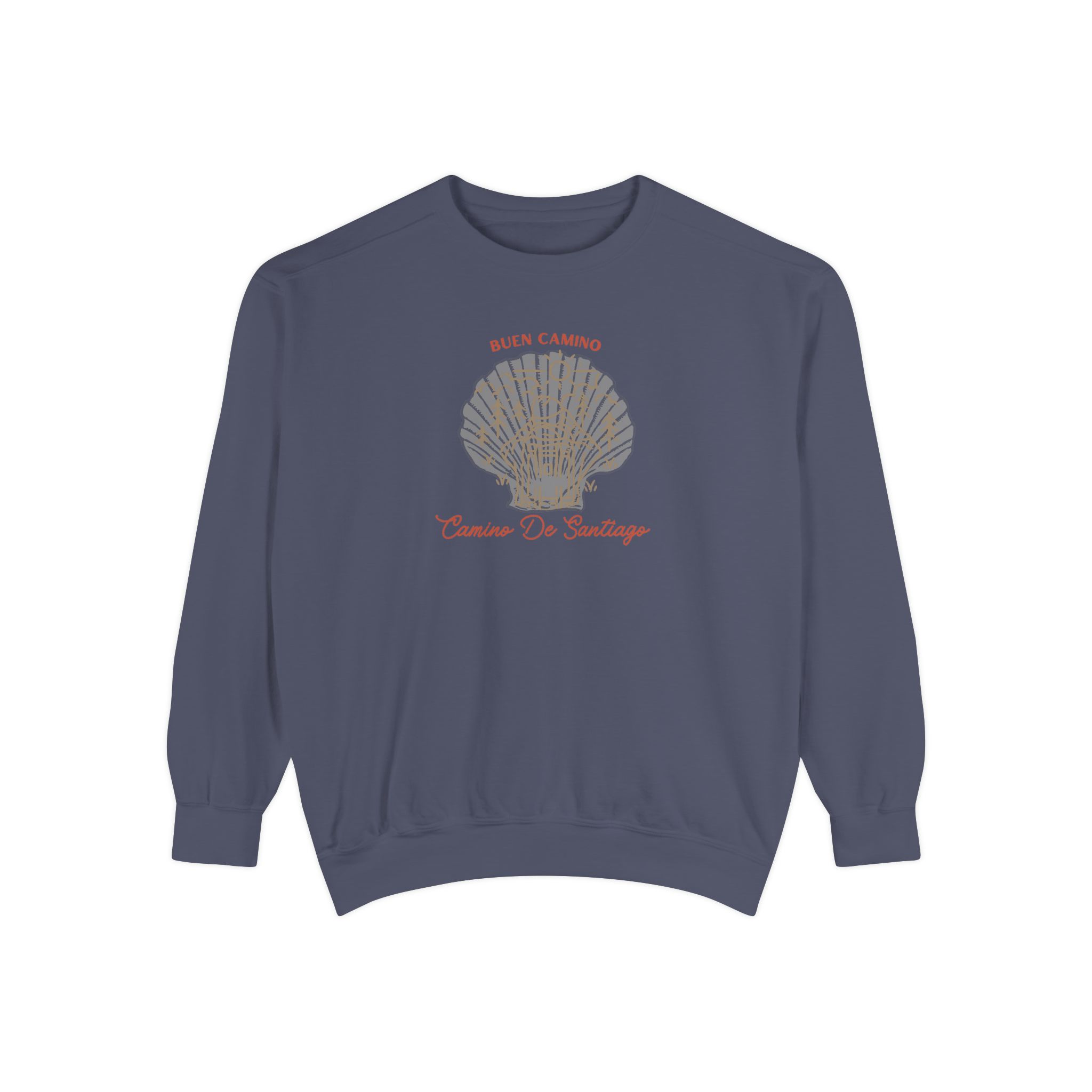 Camino de Santiago – "Rustic Scallop Journey" Vintage Garment-Dyed Sweatshirt - Imagen 2