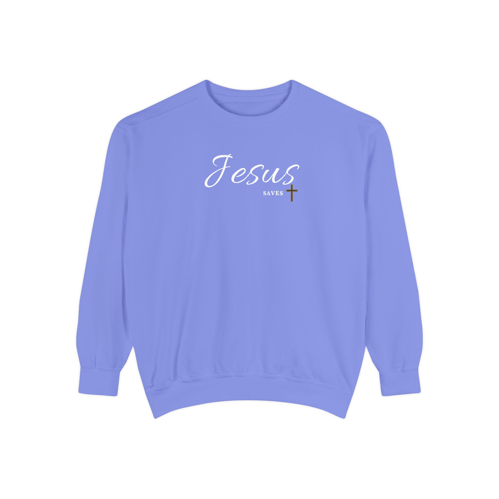 Jesus Saves – "Golden Grace" Vintage Garment-Dyed Sweatshirt - Imagen 5