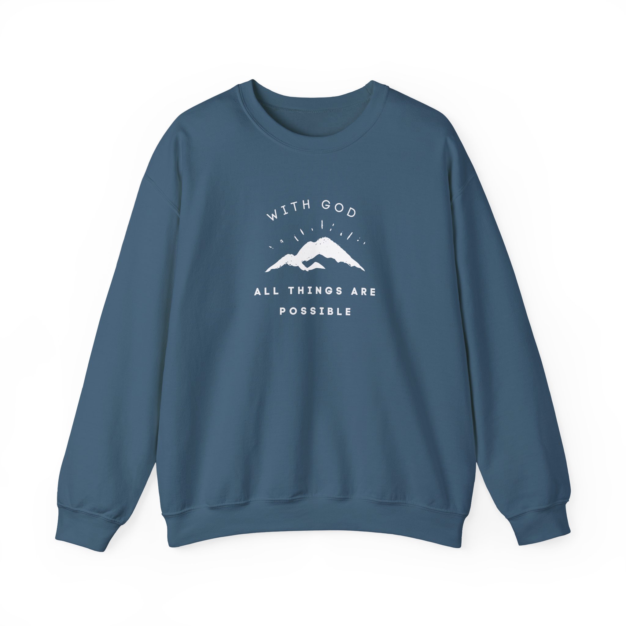 With God All Things Are Possible – "Summit Hope" Classic Heavy Blend Crewneck Sweatshirt - Imagen 11