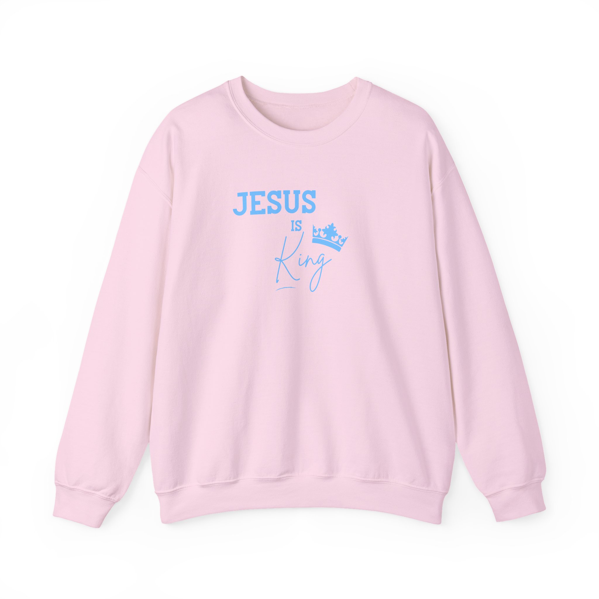Jesus is King – "Sky Blue Crown" Classic Heavy Blend Crewneck Sweatshirt - Imagen 3