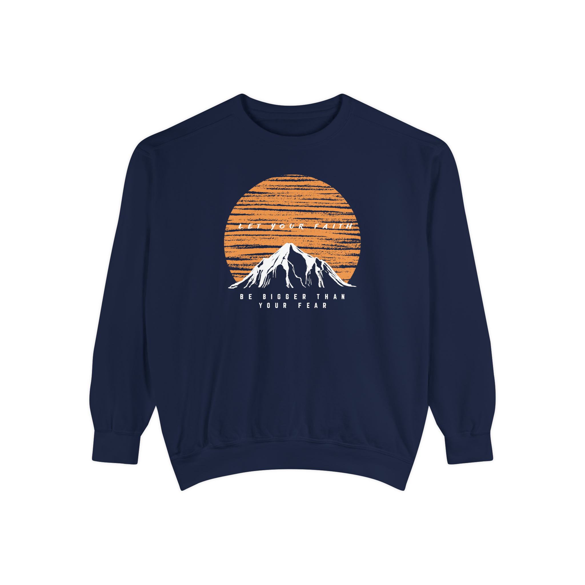 Faith Over Fear – "Sunset Summit" Vintage Garment-Dyed Sweatshirt - Imagen 5