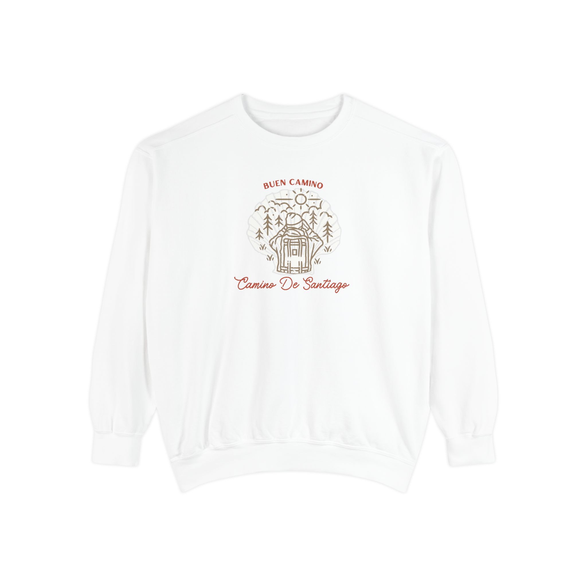 Camino de Santiago – "Rustic Scallop Journey" Vintage Garment-Dyed Sweatshirt - Imagen 5