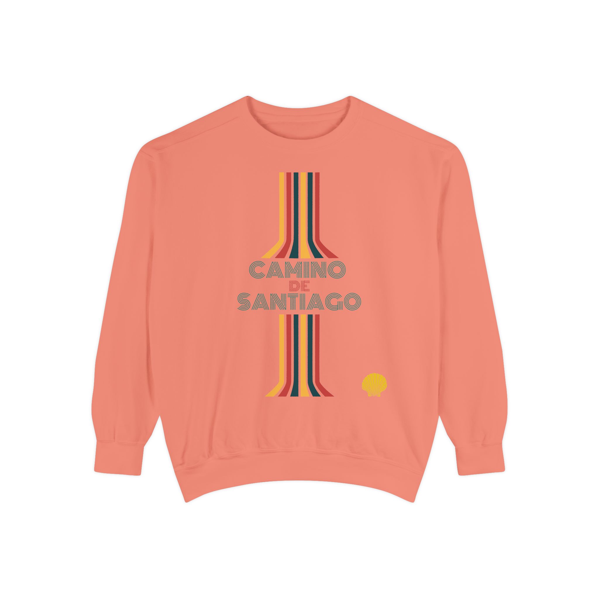 Camino de Santiago – "Retro Vertical Flow" Vintage Garment-Dyed Sweatshirt - Imagen 4