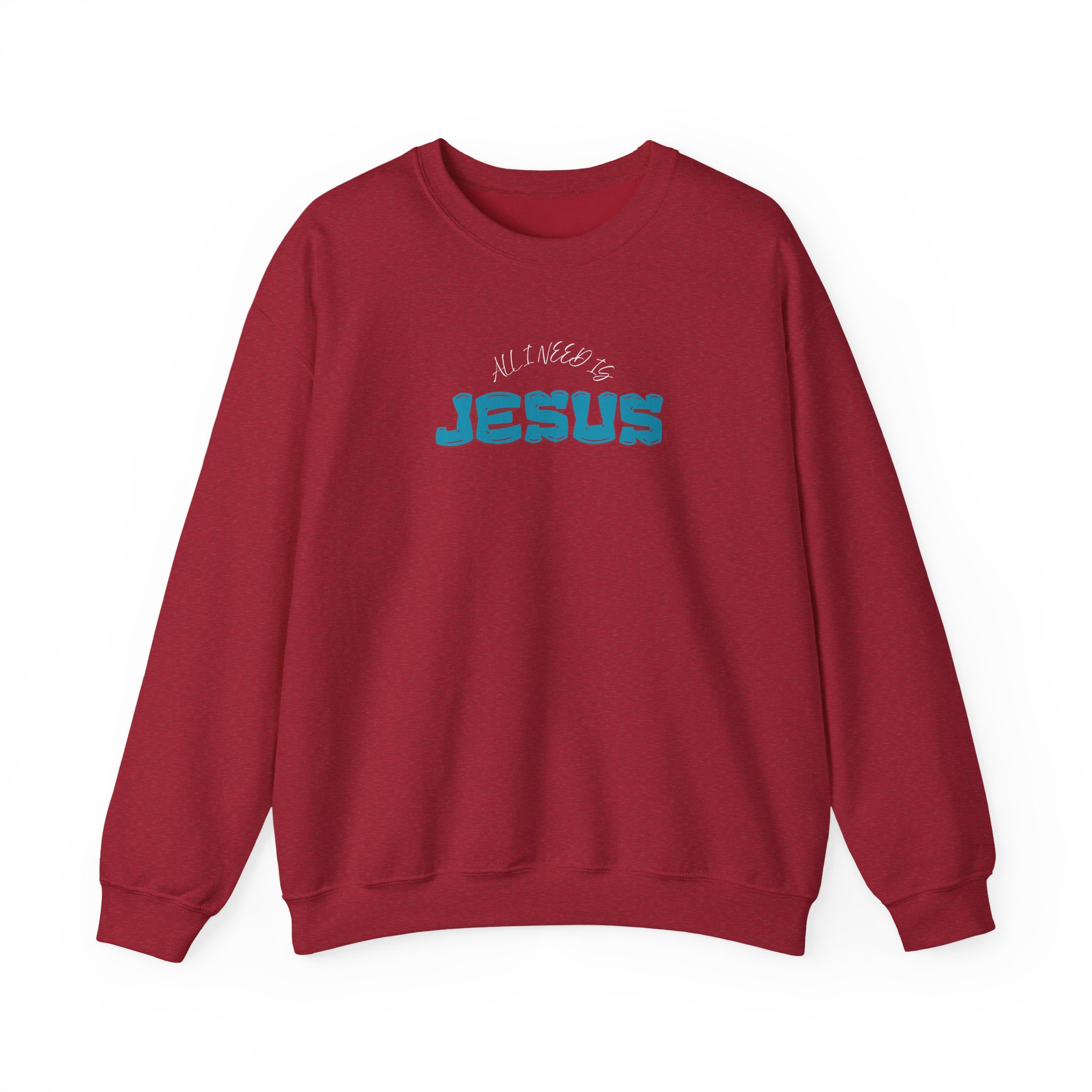 All I Need is Jesus – "Retro Teal Dream" Classic Heavy Blend Crewneck Sweatshirt - Imagen 8