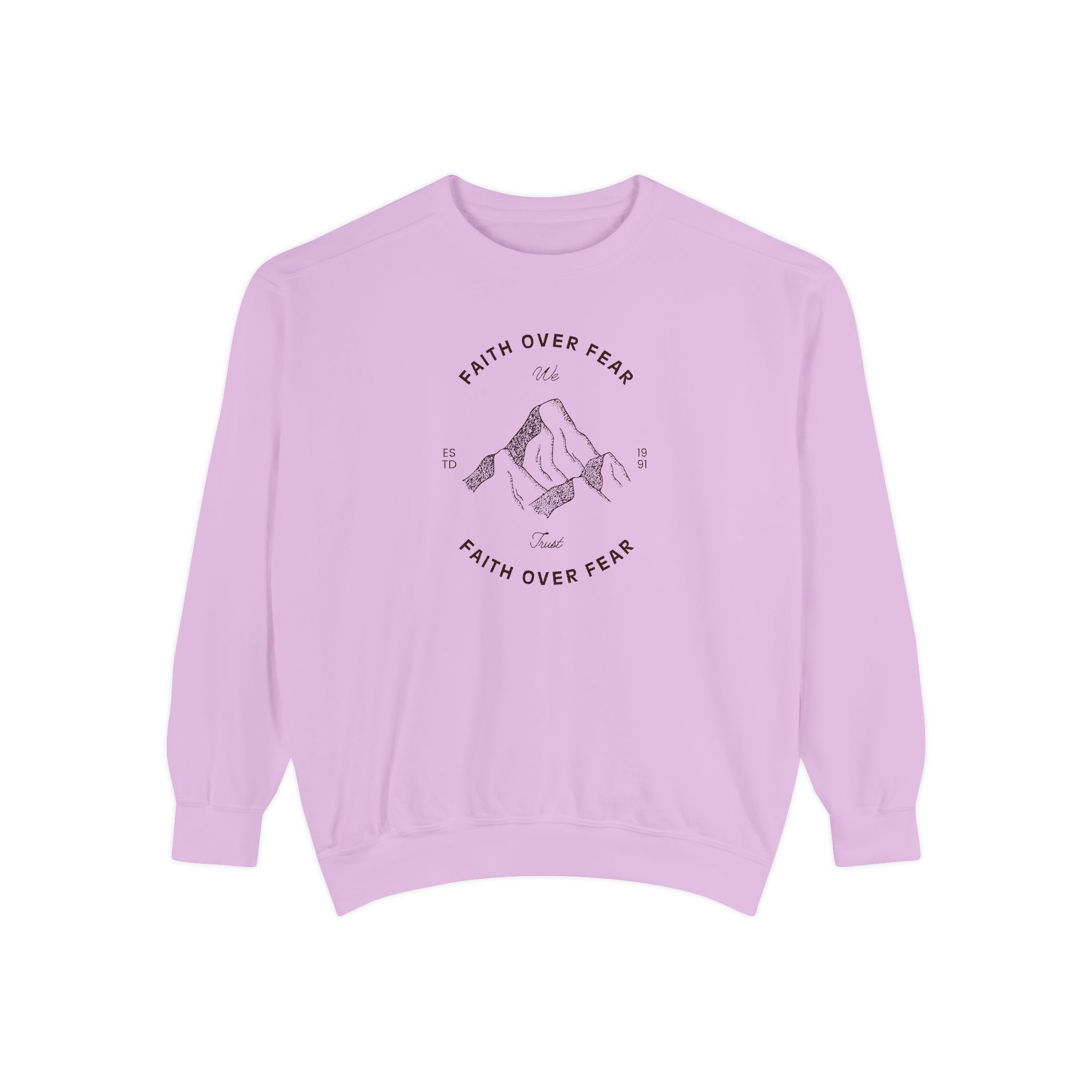 Faith Over Fear – "Mountain Legacy" Vintage Garment-Dyed Sweatshirt - Imagen 4