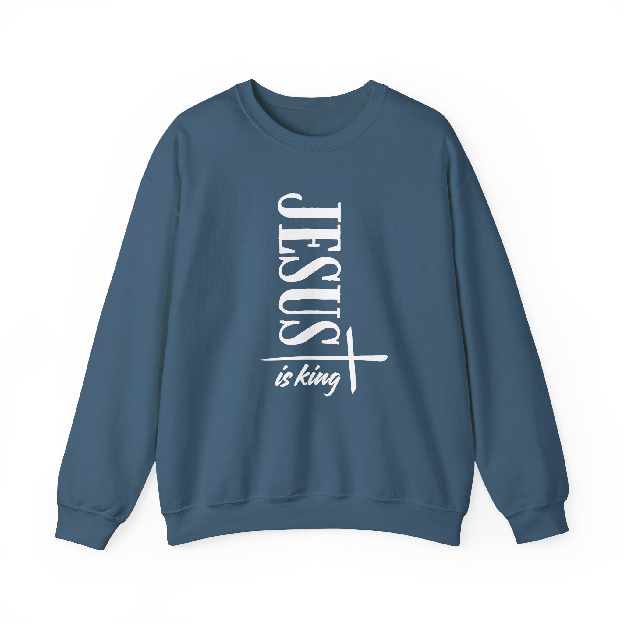 Jesus is King – "Vertical Cross" Classic Heavy Blend Crewneck Sweatshirt - Imagen 6
