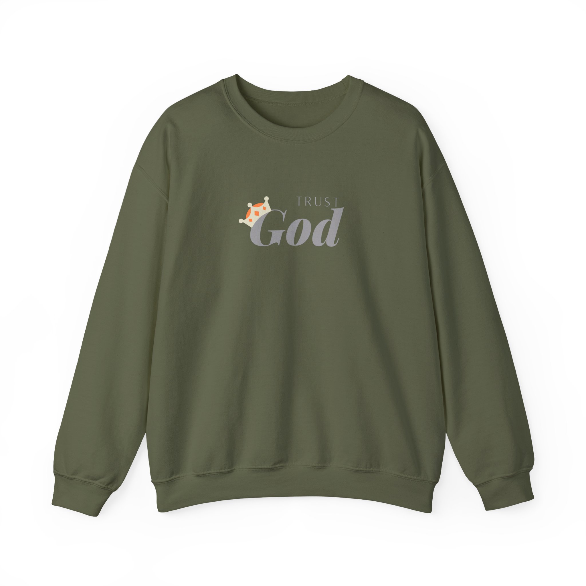 Trust God – "Crowned Faith" Classic Heavy Blend Crewneck Sweatshirt - Imagen 11