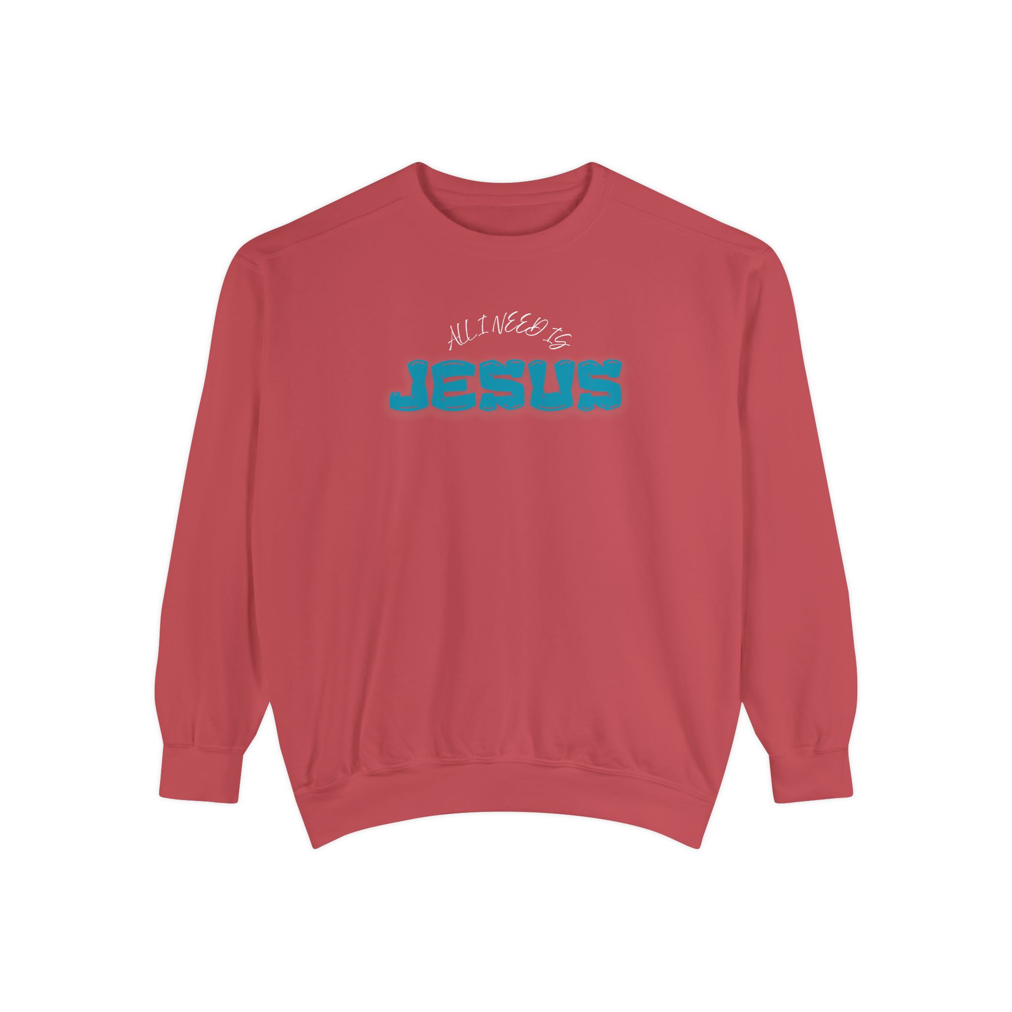 All I Need is Jesus – "Retro Teal Dream" Vintage Garment-Dyed Sweatshirt - Imagen 4