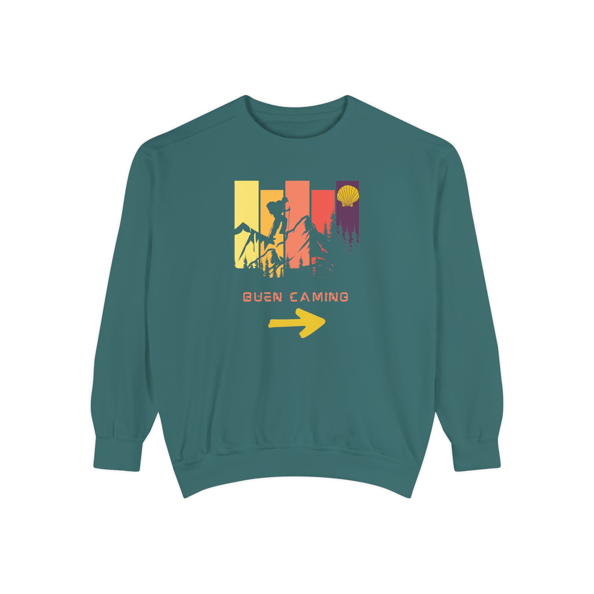 Camino de Santiago – "Retro Peak Hiking" Vintage Garment-Dyed Sweatshirt - Imagen 3