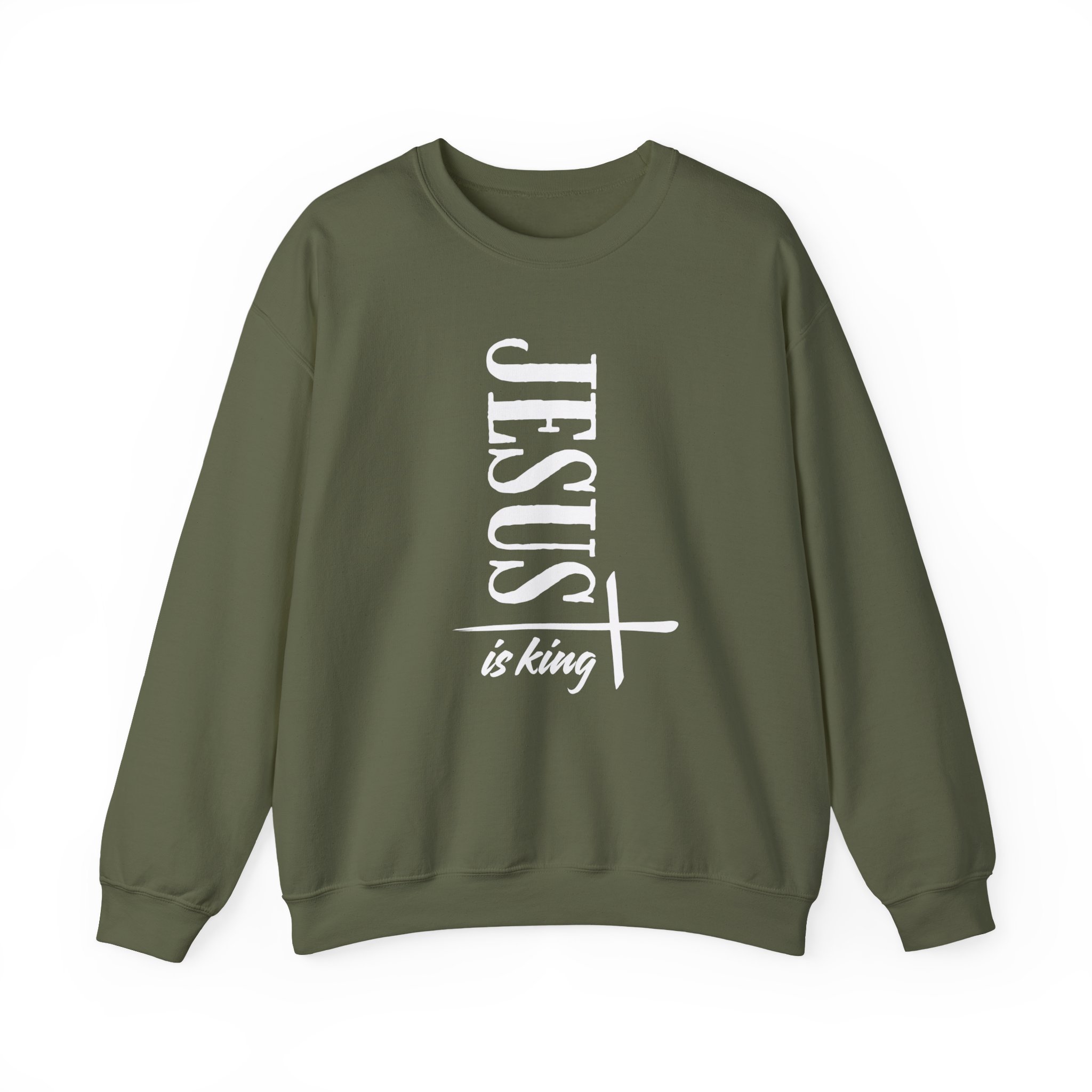 Jesus is King – "Vertical Cross" Classic Heavy Blend Crewneck Sweatshirt - Imagen 14