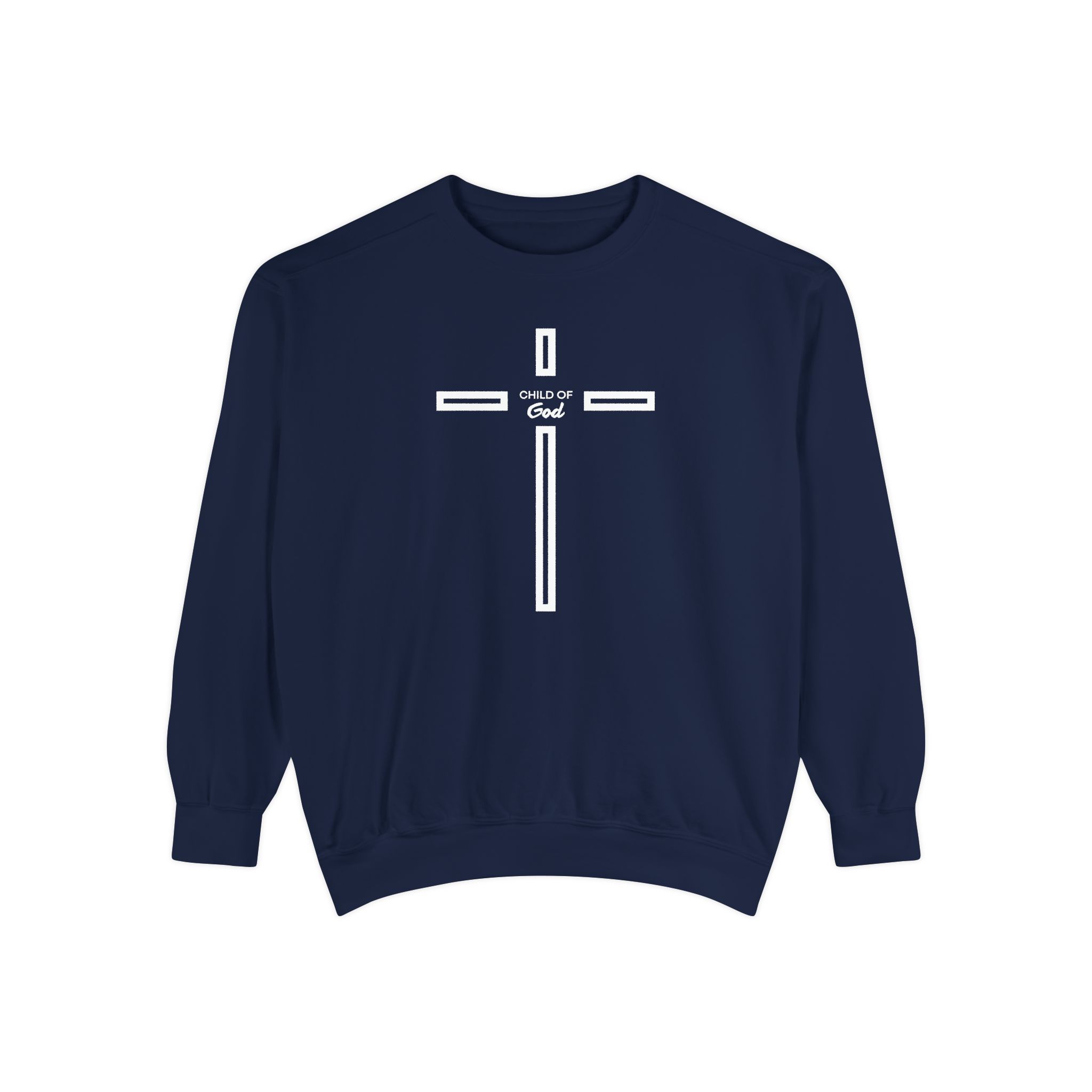 "Child of God" Modern Linear Cross Vintage Garment-Dyed Sweatshirt - Imagen 5