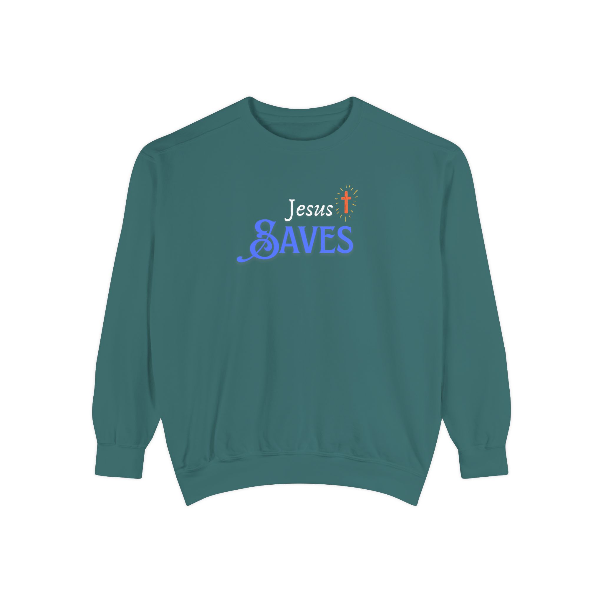 Jesus Saves – "Radiant Hope" Vintage Garment-Dyed Sweatshirt - Imagen 3