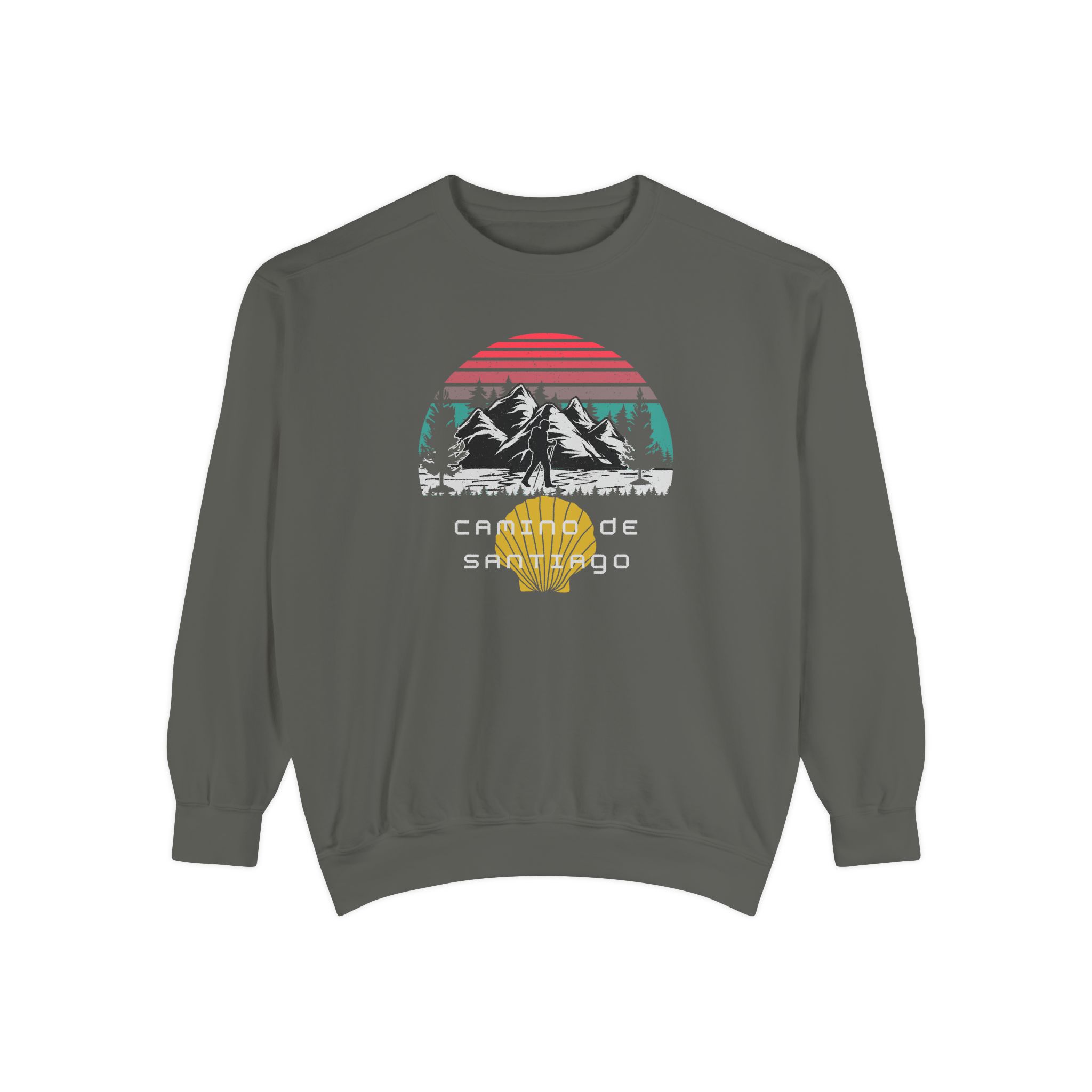 Camino de Santiago – "Mountain Sunset Trek" Vintage Garment-Dyed Sweatshirt - Imagen 4