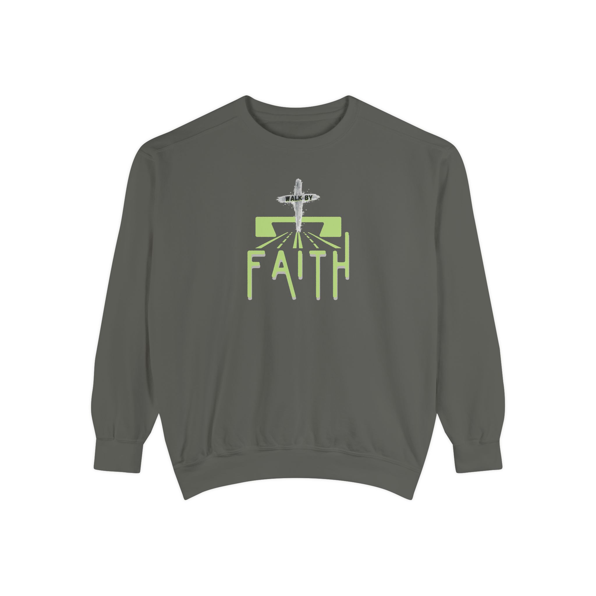 Walk by Faith – "The Way" Vintage Garment-Dyed Sweatshirt - Imagen 2