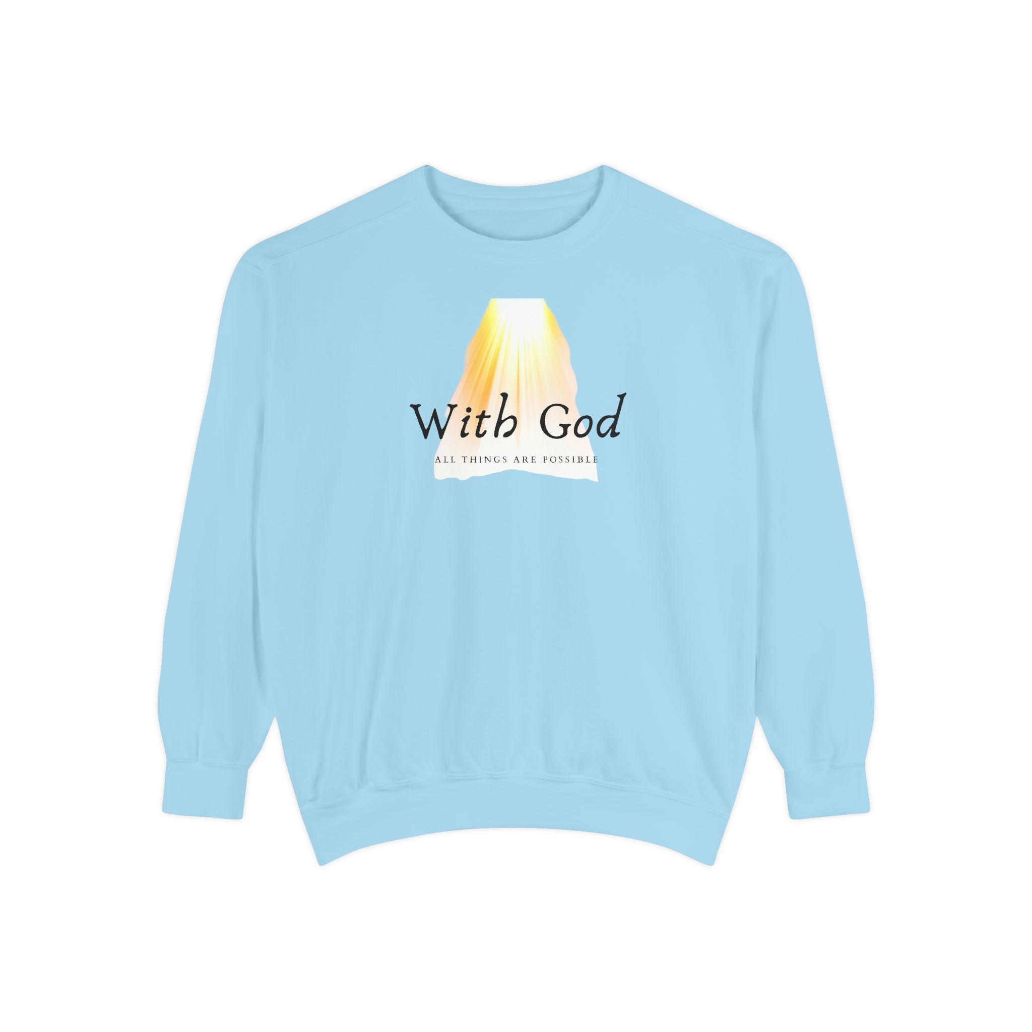 With God All Things Are Possible – "Divine Light" Vintage Garment-Dyed Sweatshirt - Imagen 4