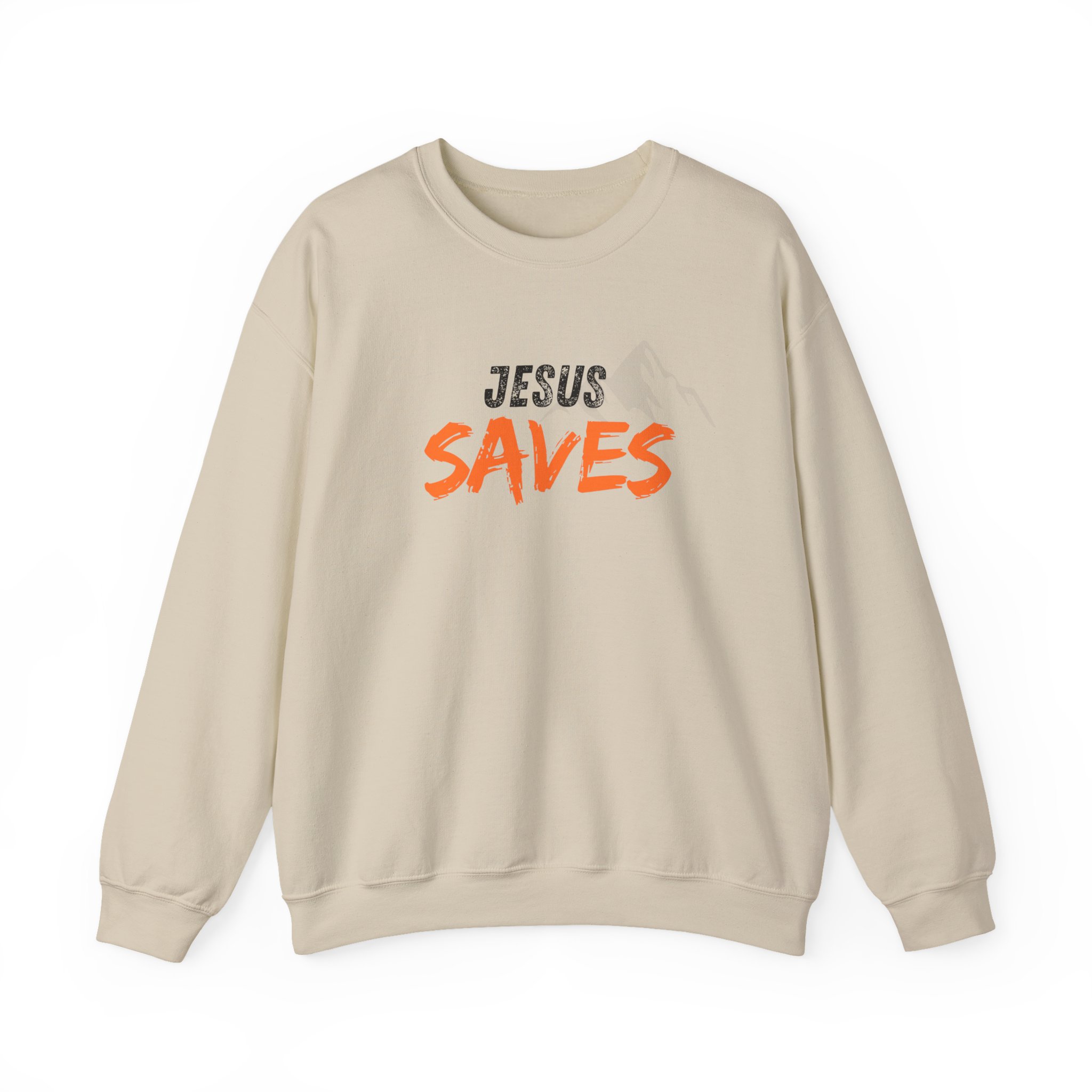Jesus Saves – "Mountain Rescue" Classic Heavy Blend Crewneck Sweatshirt - Imagen 4