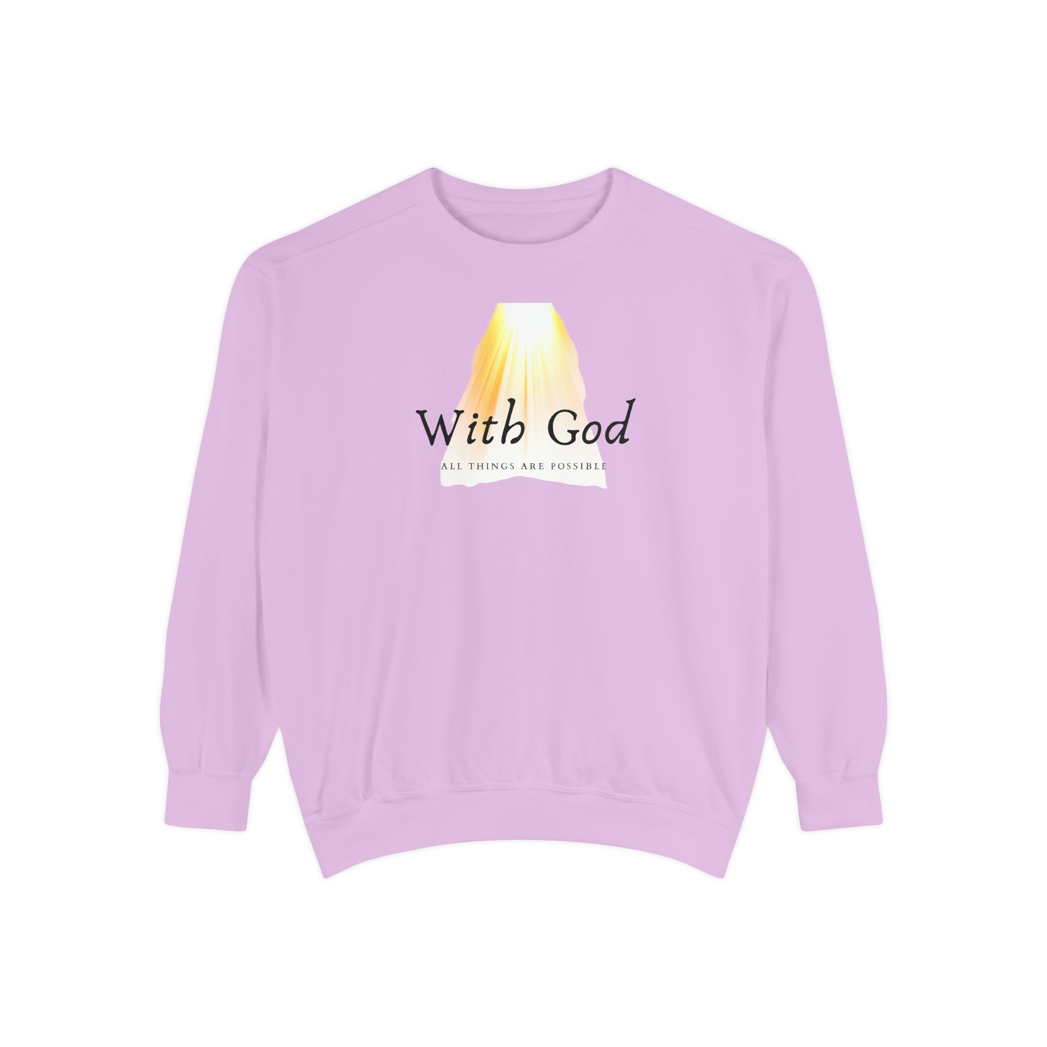 With God All Things Are Possible – "Divine Light" Vintage Garment-Dyed Sweatshirt - Imagen 6
