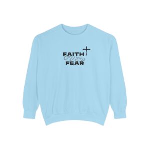 Faith Over Fear – "Brushstroke Cross" Vintage Garment-Dyed Sweatshirt