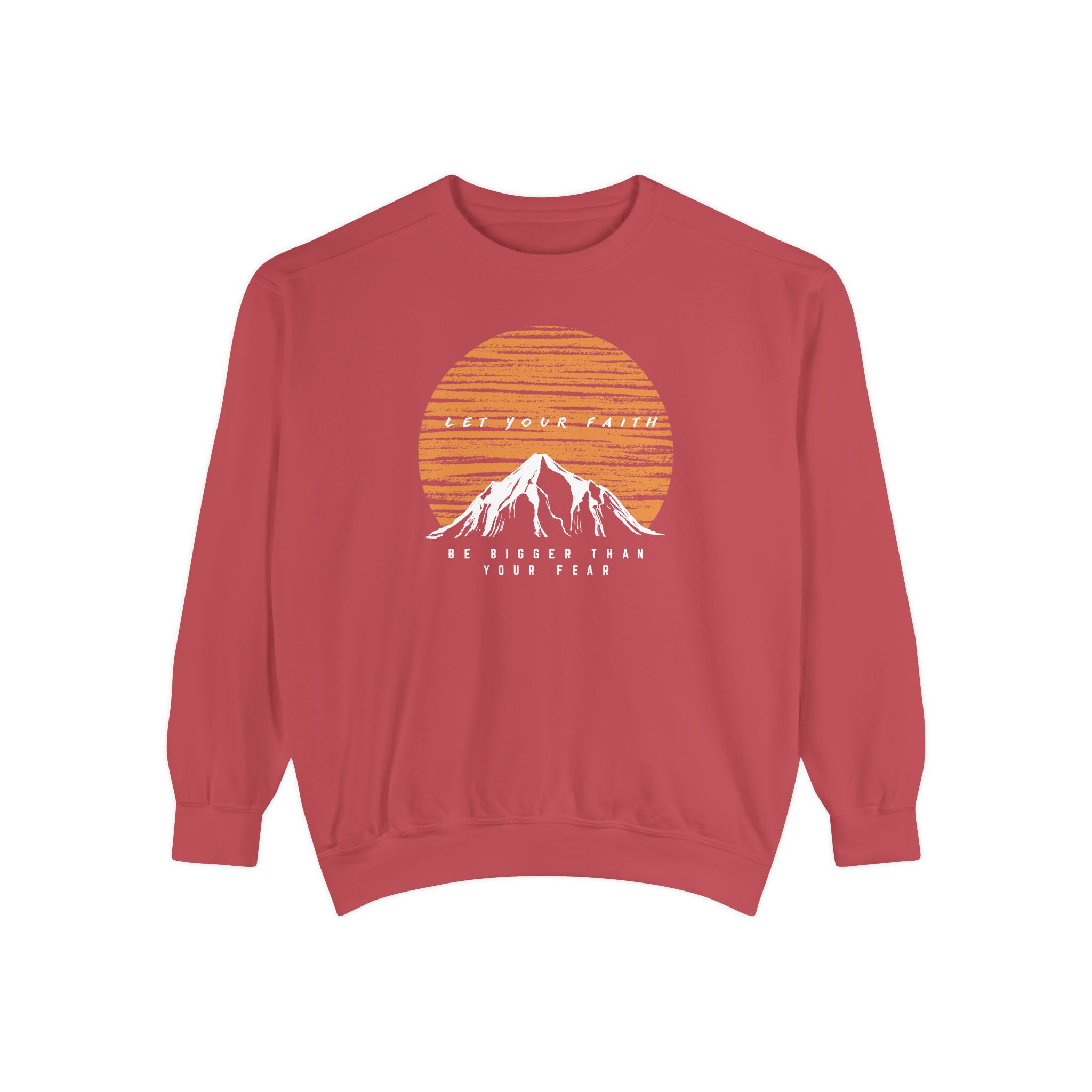 Faith Over Fear – "Sunset Summit" Vintage Garment-Dyed Sweatshirt - Imagen 6