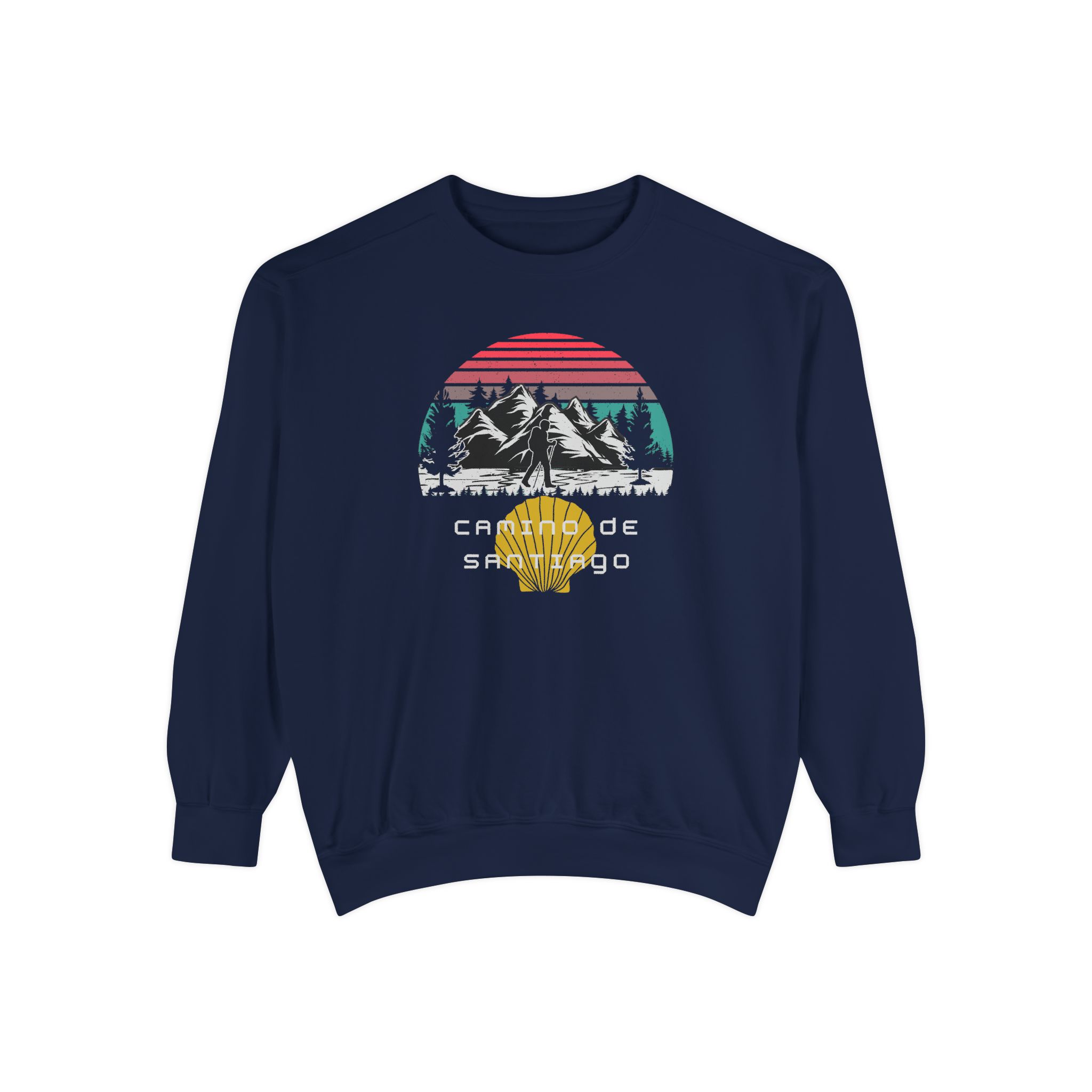 Camino de Santiago – "Mountain Sunset Trek" Vintage Garment-Dyed Sweatshirt - Imagen 5