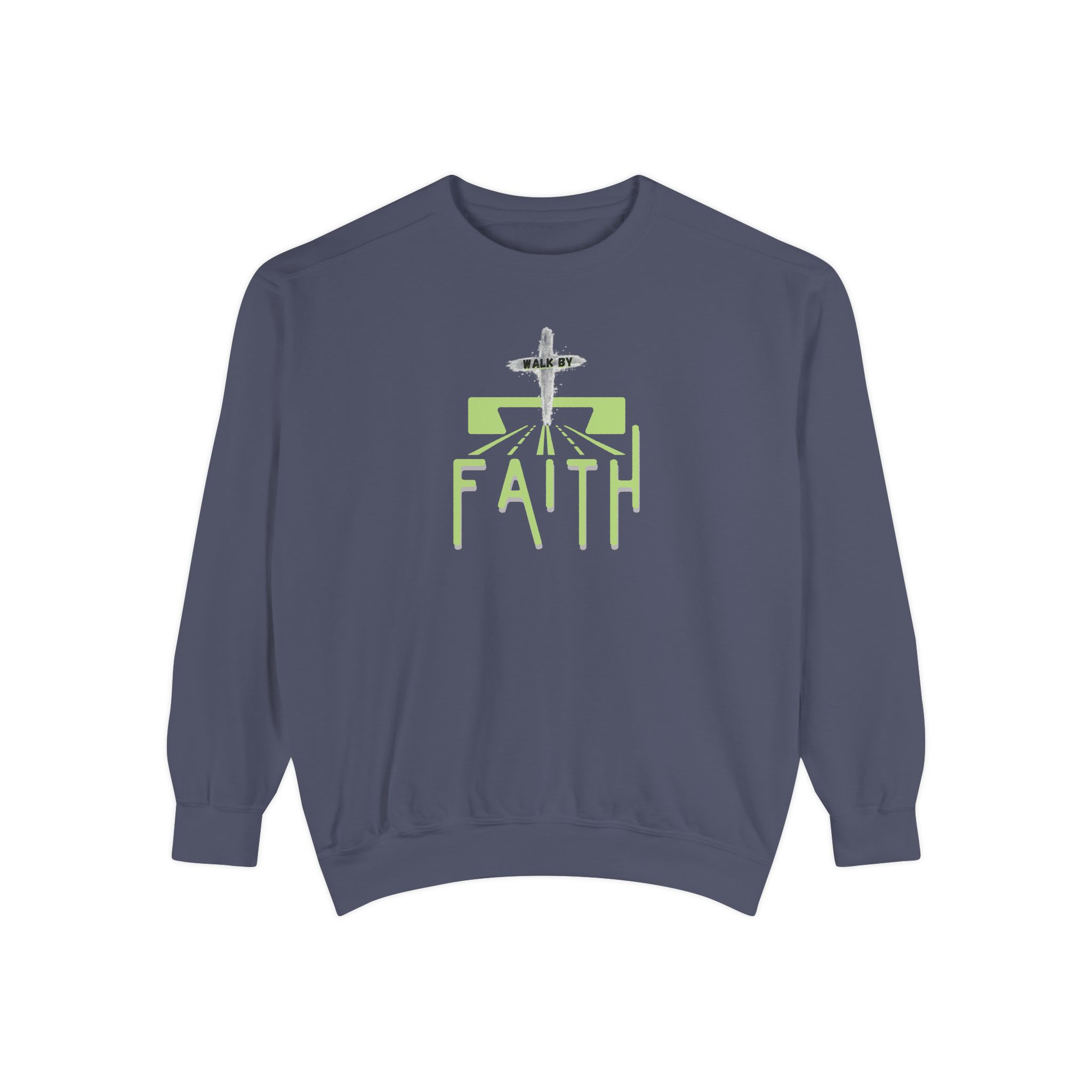Walk by Faith – "The Way" Vintage Garment-Dyed Sweatshirt - Imagen 3