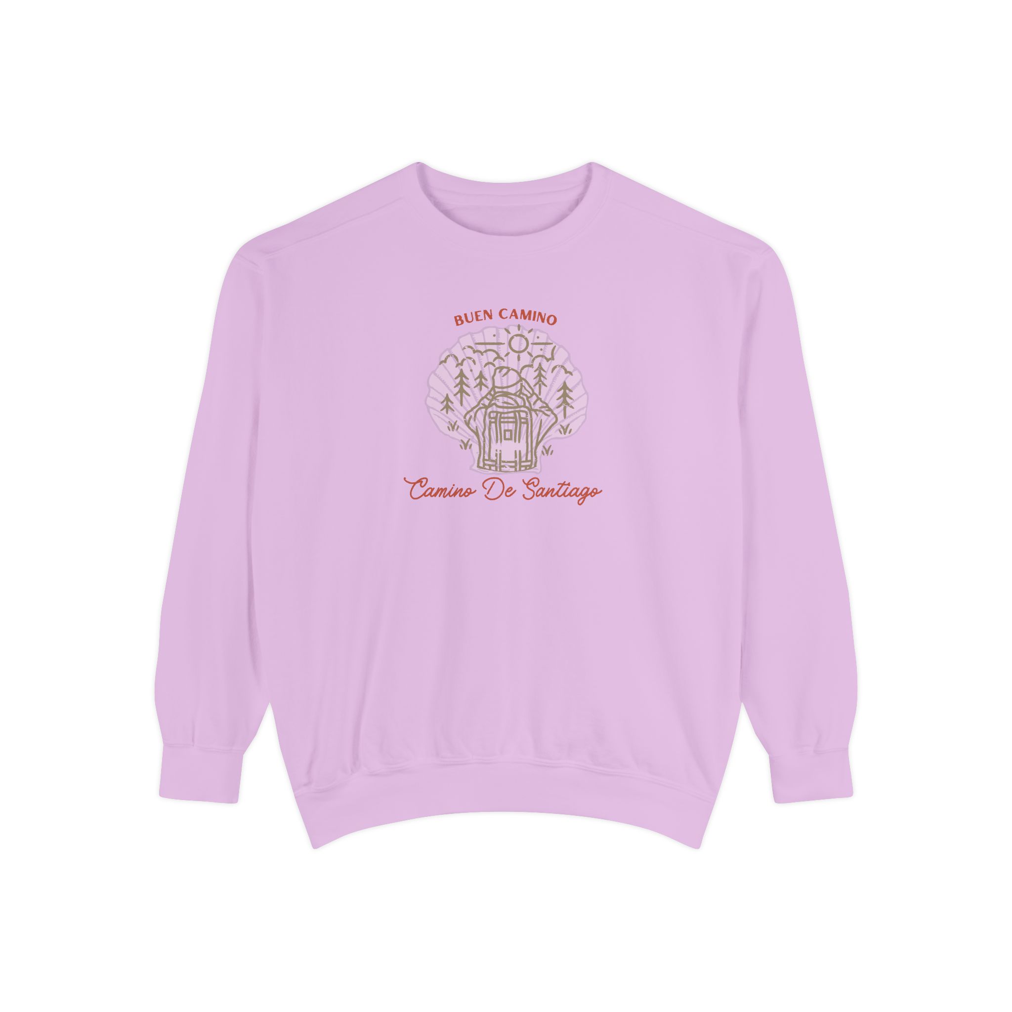 Camino de Santiago – "Rustic Scallop Journey" Vintage Garment-Dyed Sweatshirt - Imagen 8
