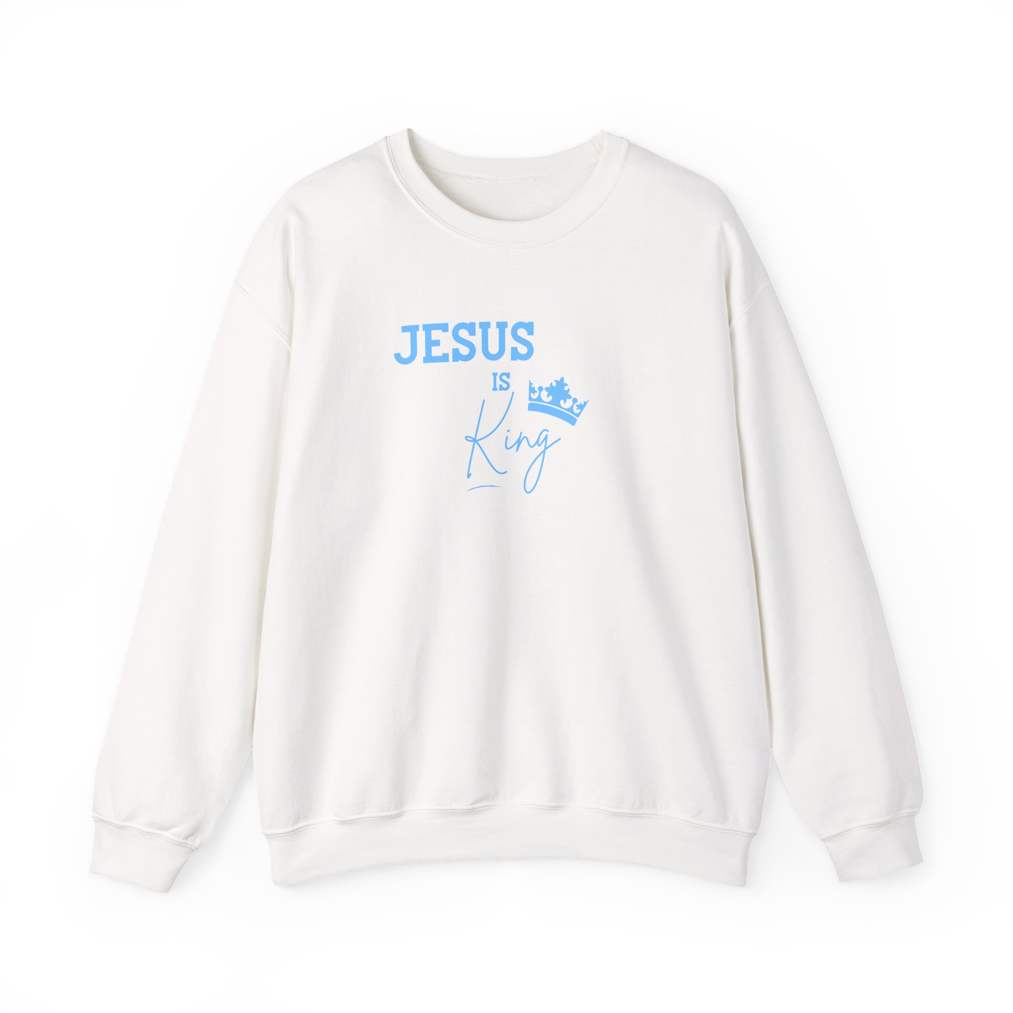 Jesus is King – "Sky Blue Crown" Classic Heavy Blend Crewneck Sweatshirt - Imagen 4