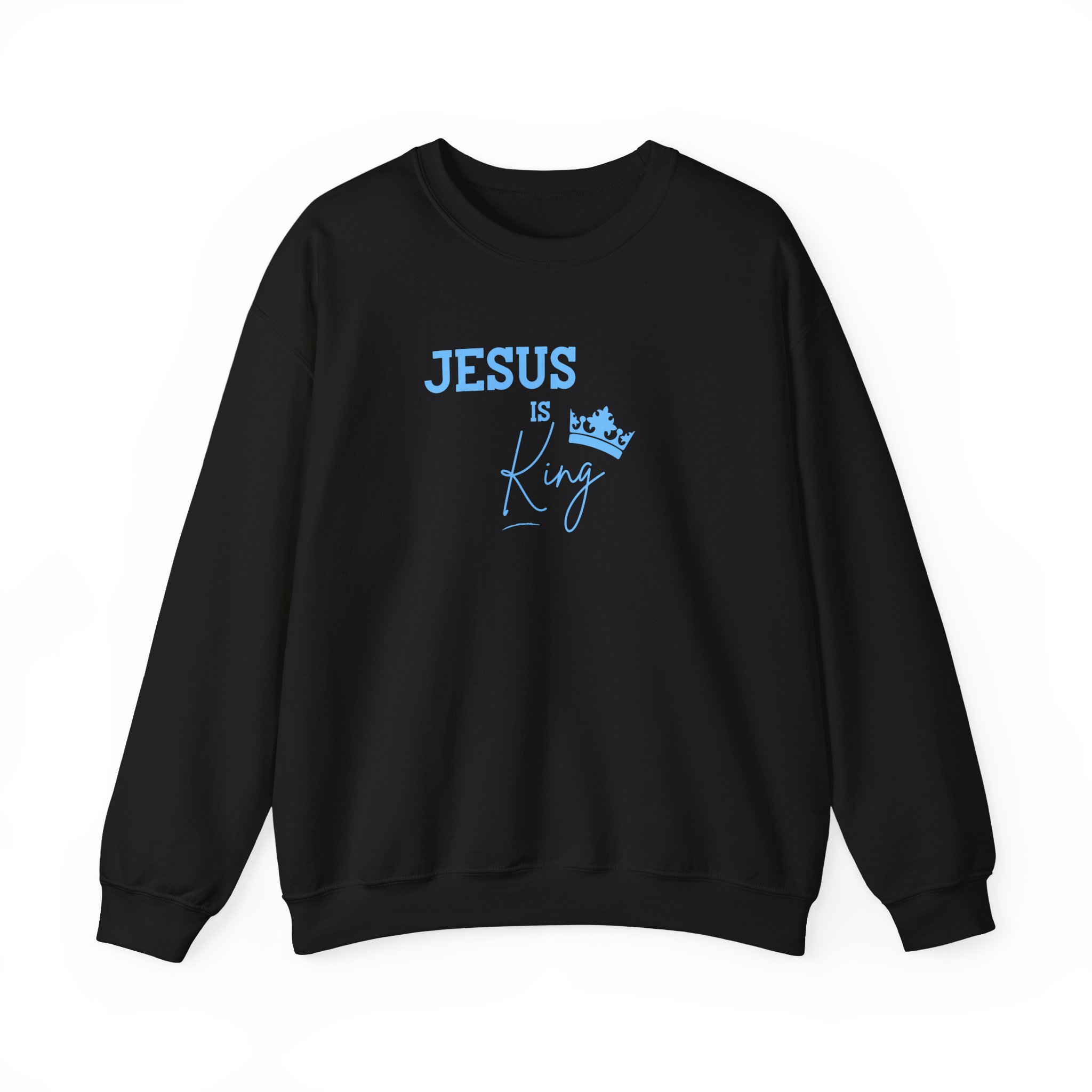 Jesus is King – "Sky Blue Crown" Classic Heavy Blend Crewneck Sweatshirt - Imagen 9