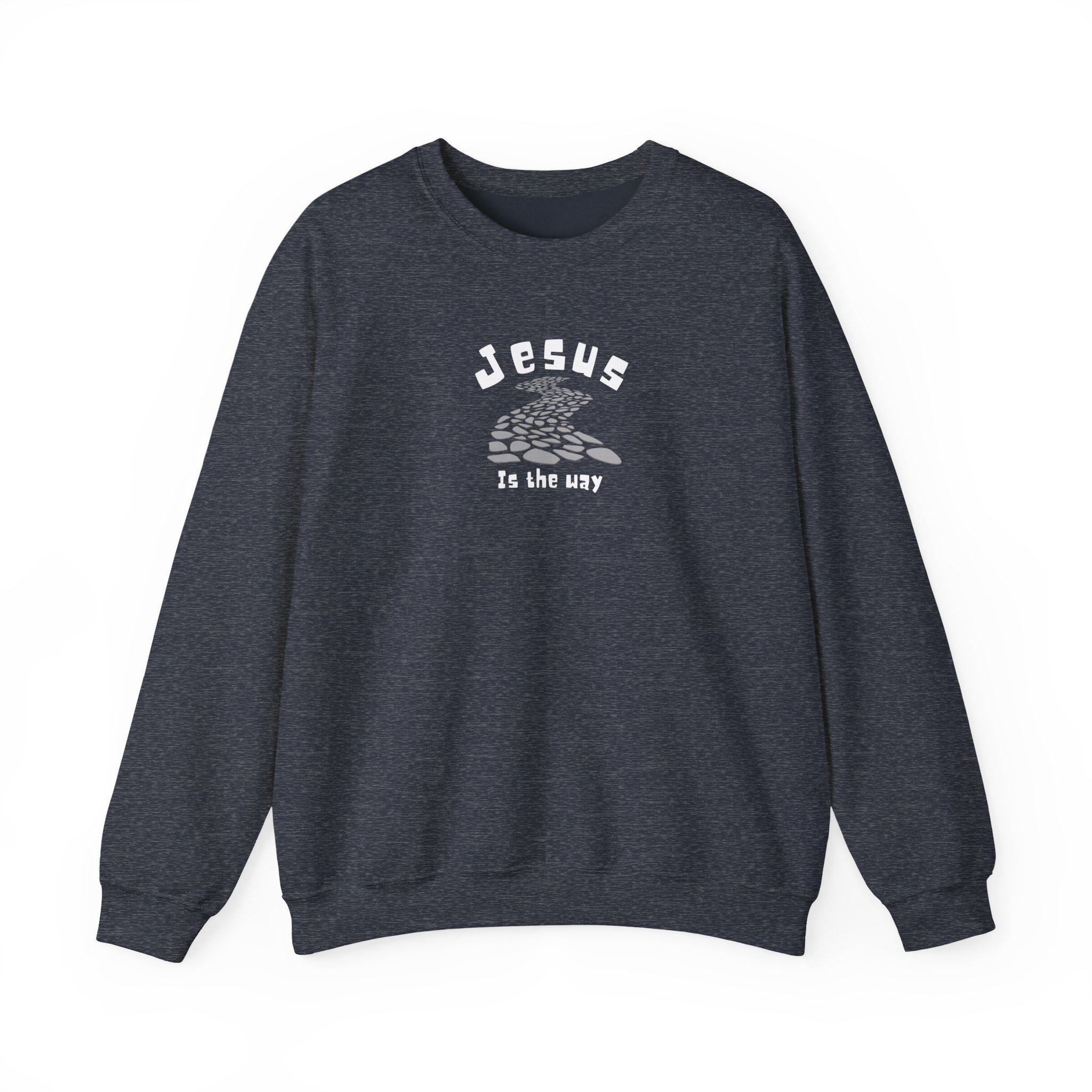 Jesus is the Way – "Stone Path" Classic Heavy Blend Crewneck Sweatshirt - Imagen 2