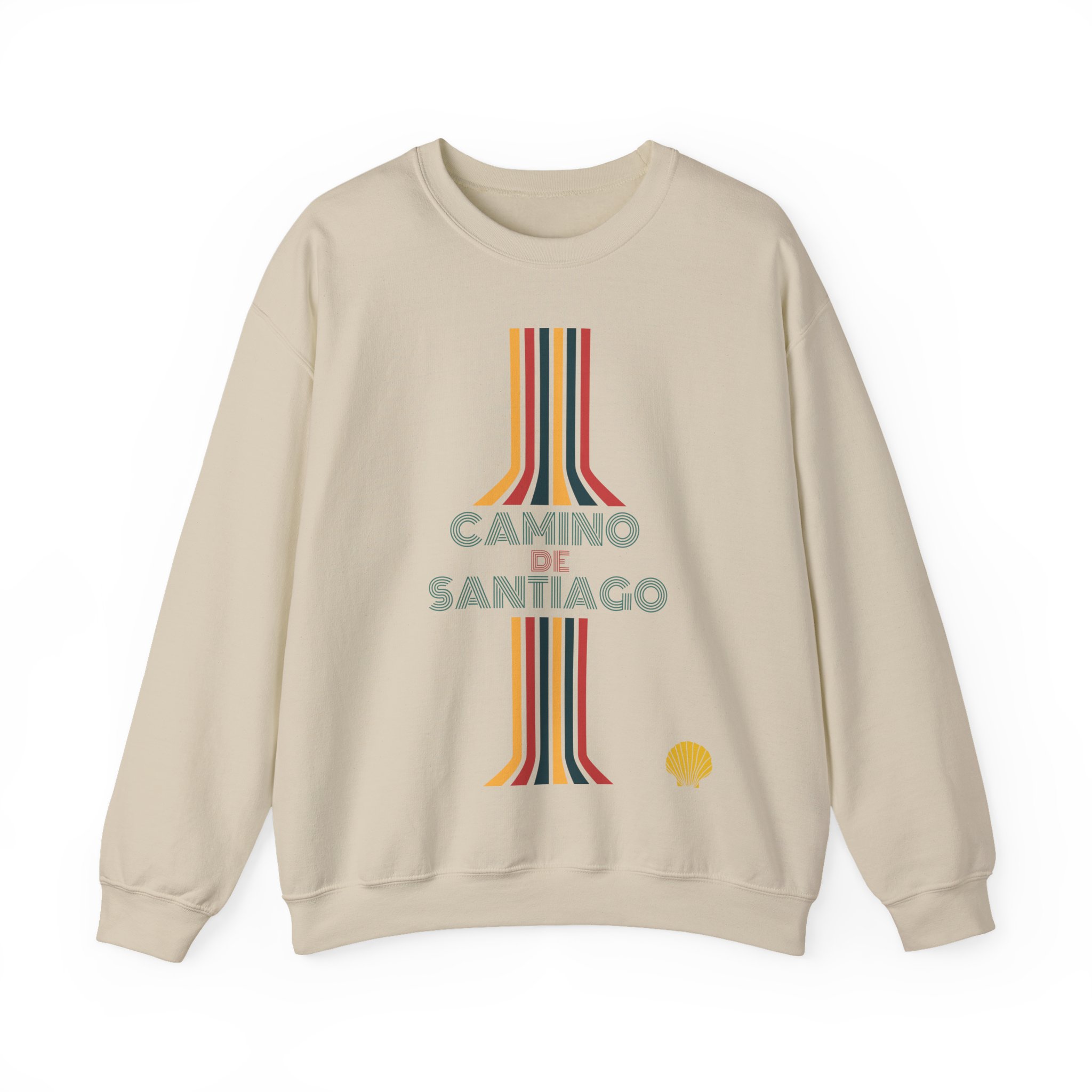 Camino de Santiago – "Retro Vertical Flow" Classic Unisex Crewneck T-Shirt - Imagen 6