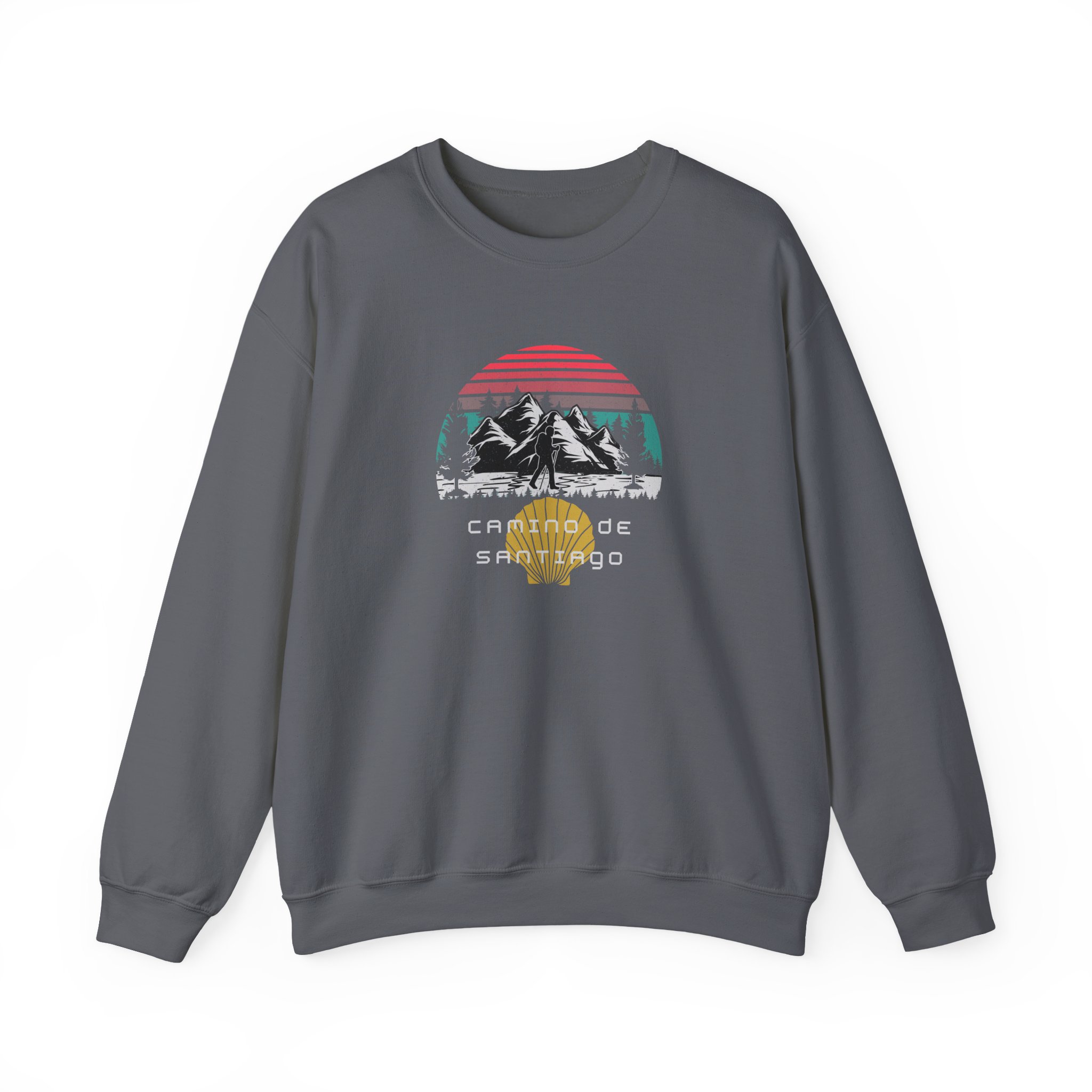 Camino de Santiago – "Mountain Sunset Trek" Classic Unisex Crewneck T-Shirt - Imagen 7