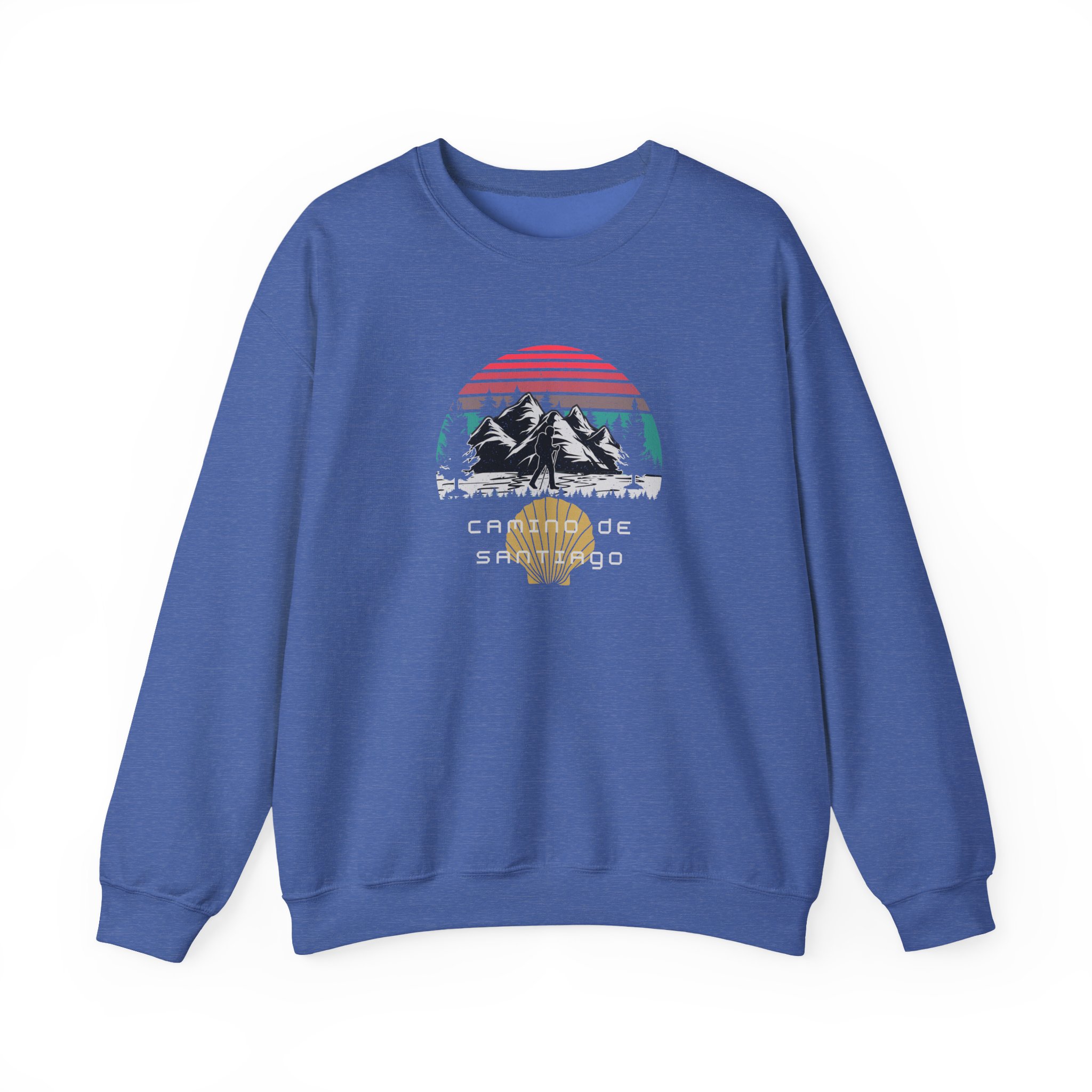 Camino de Santiago – "Mountain Sunset Trek" Classic Unisex Crewneck T-Shirt - Imagen 6