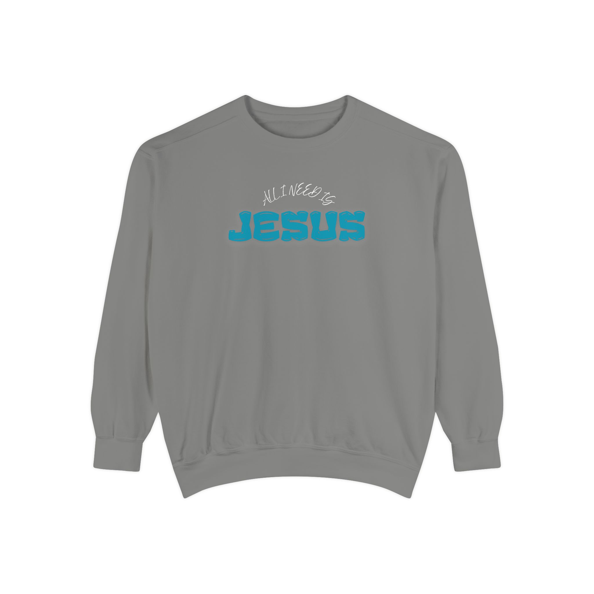 All I Need is Jesus – "Retro Teal Dream" Vintage Garment-Dyed Sweatshirt - Imagen 7