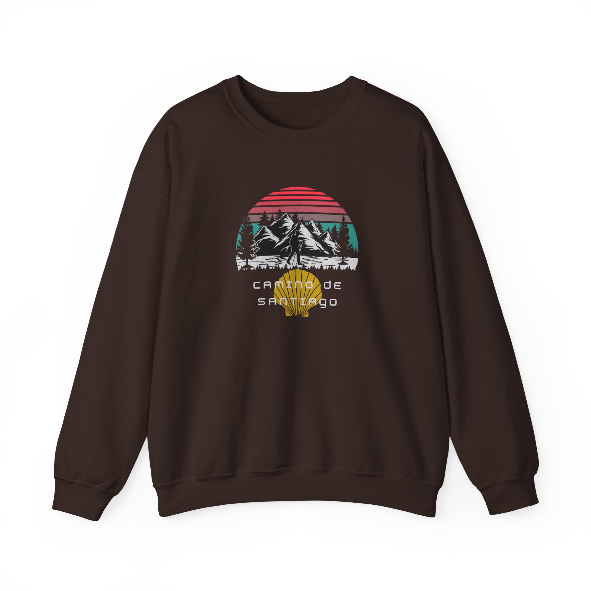 Camino de Santiago – "Mountain Sunset Trek" Classic Unisex Crewneck T-Shirt - Imagen 4