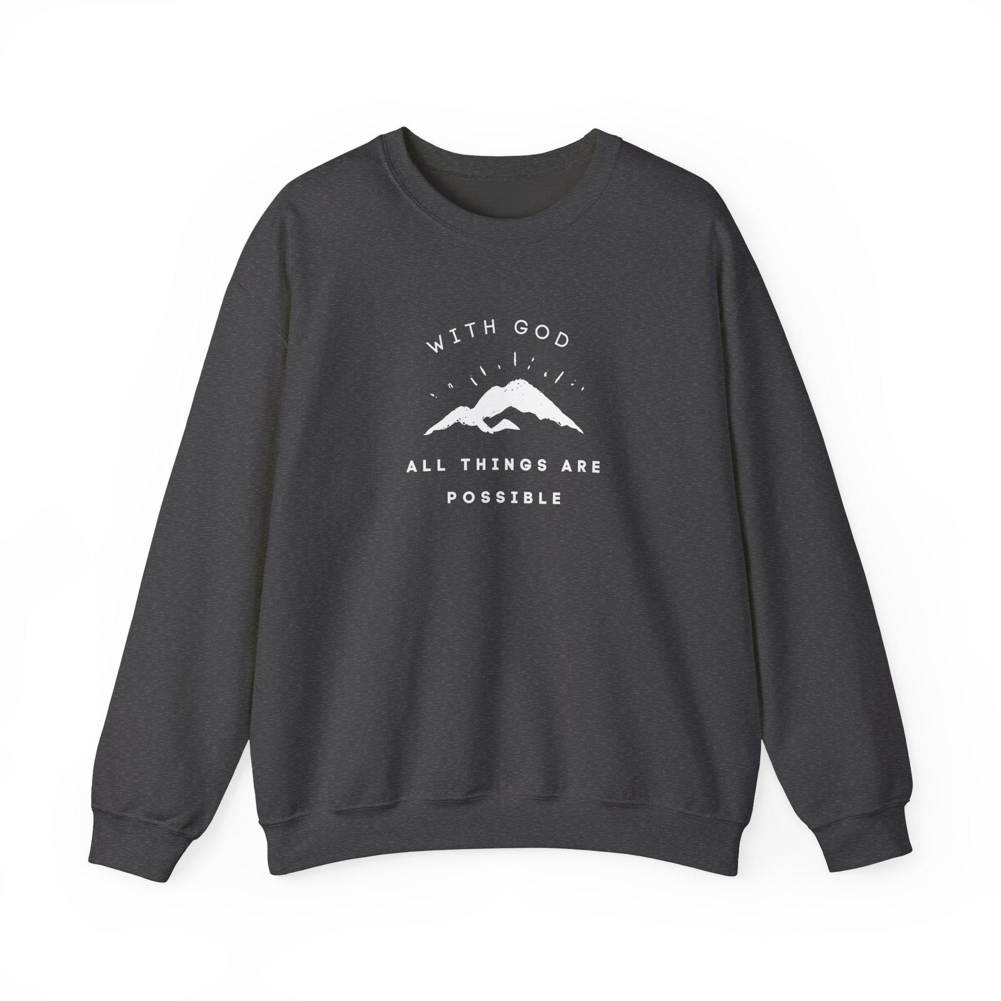 With God All Things Are Possible – "Summit Hope" Classic Heavy Blend Crewneck Sweatshirt - Imagen 9