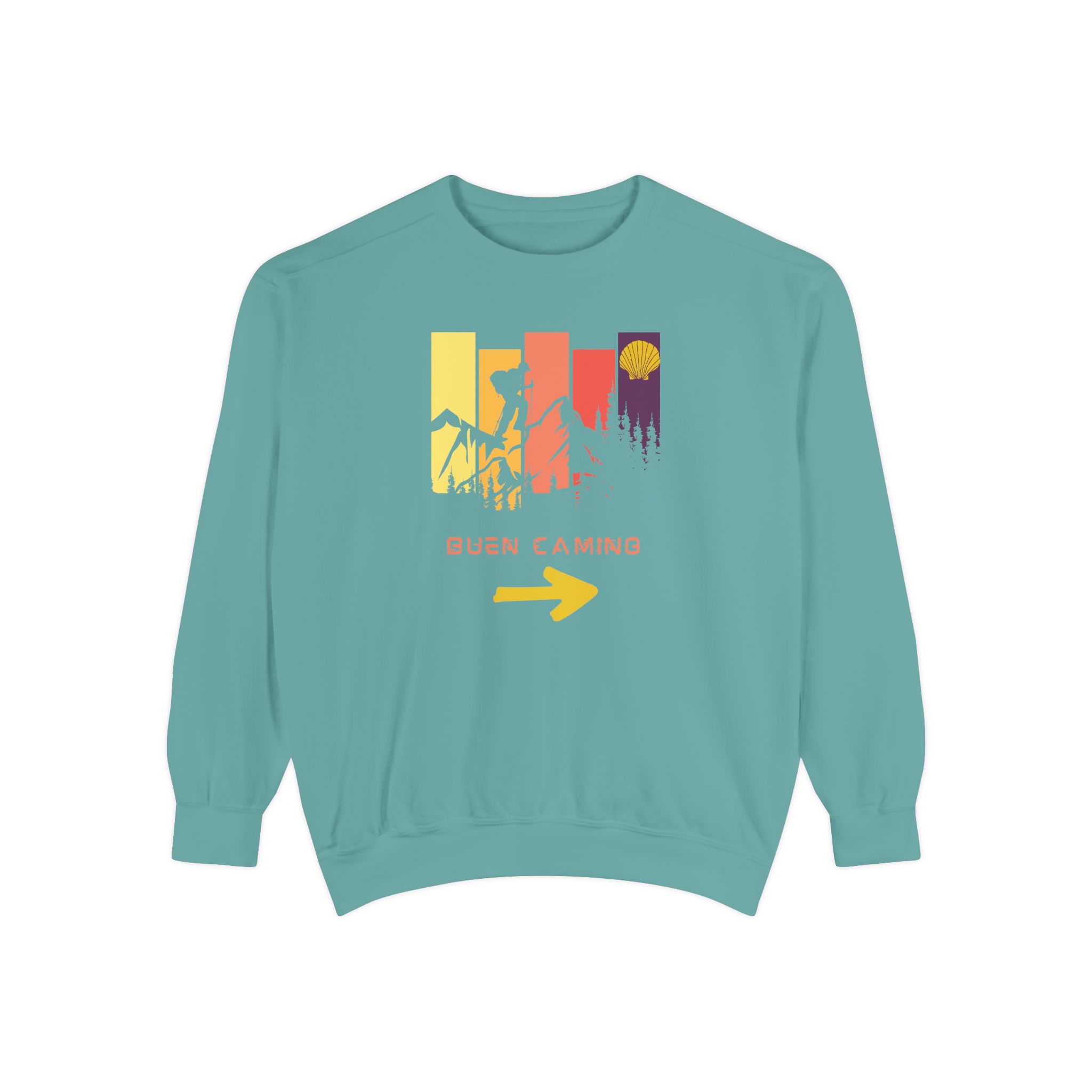 Camino de Santiago – "Retro Peak Hiking" Vintage Garment-Dyed Sweatshirt - Imagen 8