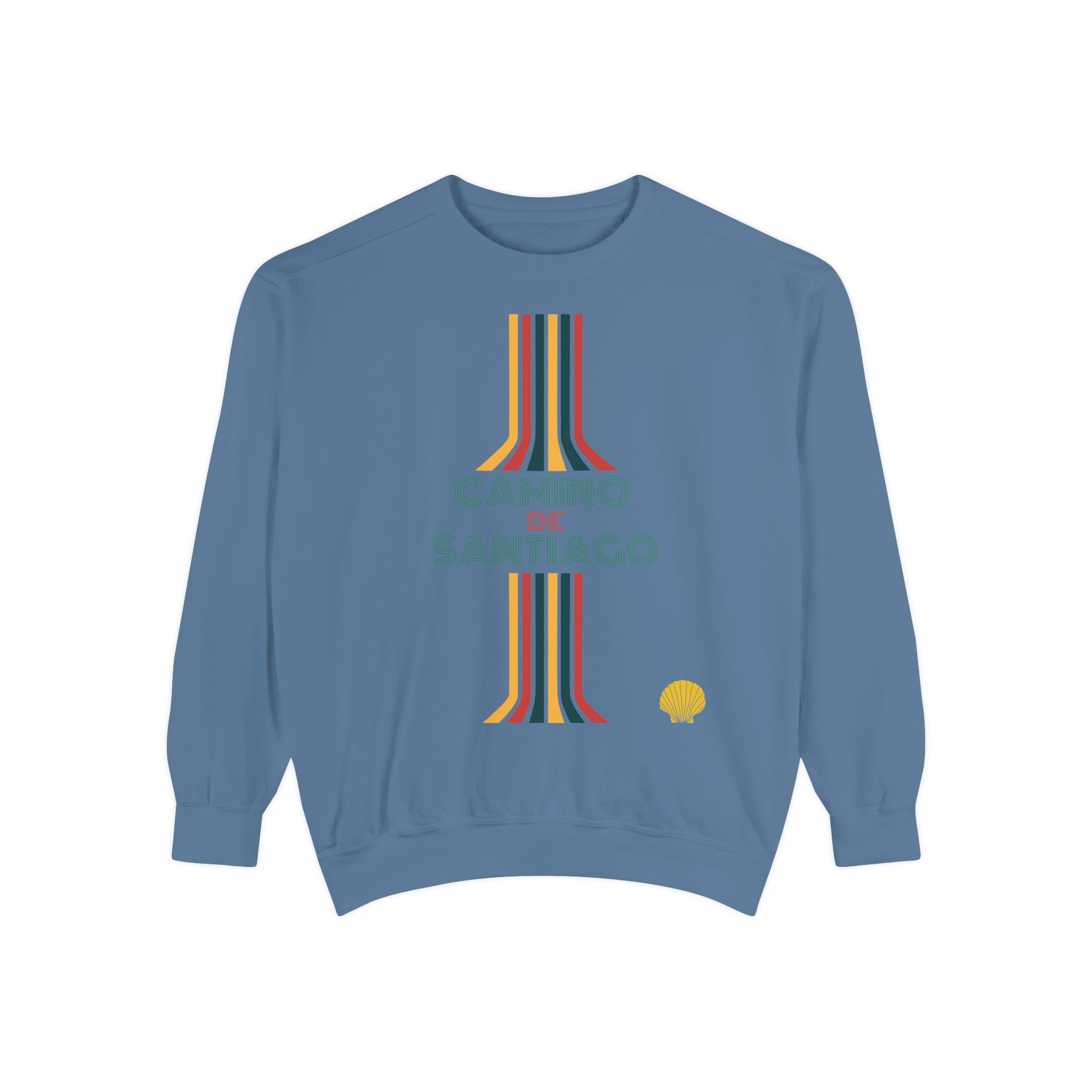 Camino de Santiago – "Retro Vertical Flow" Vintage Garment-Dyed Sweatshirt - Imagen 7