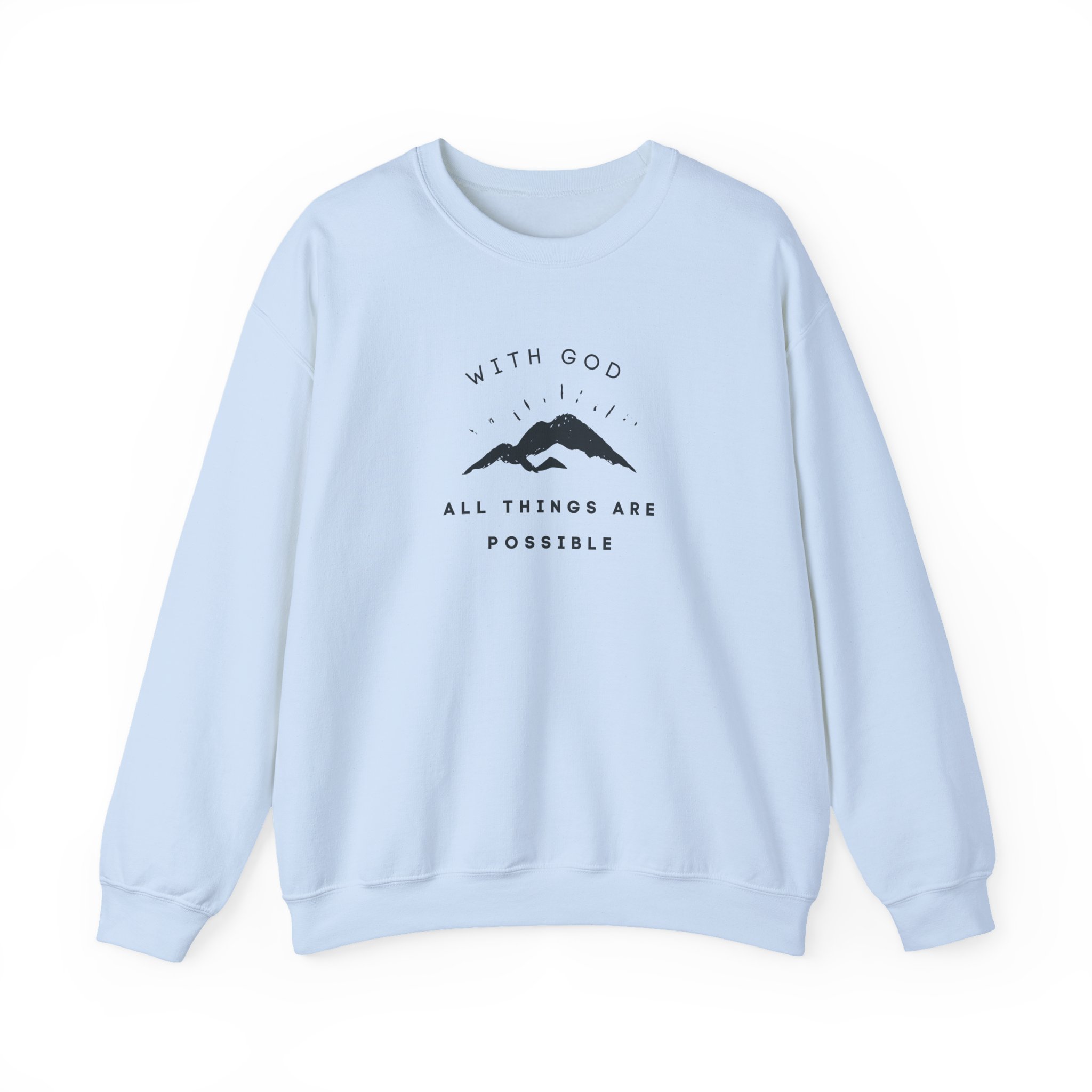 With God All Things Are Possible – "Summit Hope" Classic Heavy Blend Crewneck Sweatshirt - Imagen 5