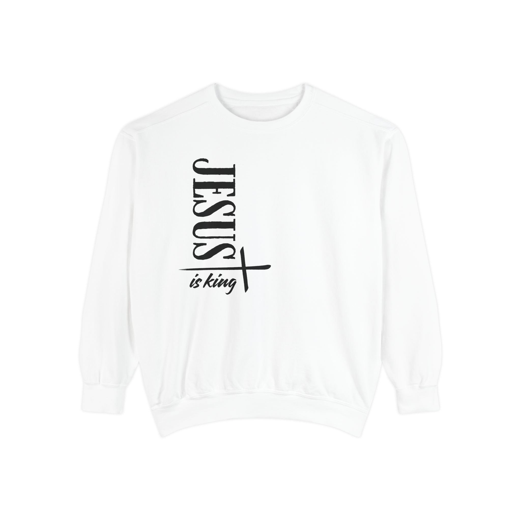Jesus is King – "Vertical Cross" Vintage Garment-Dyed Sweatshirt - Imagen 4