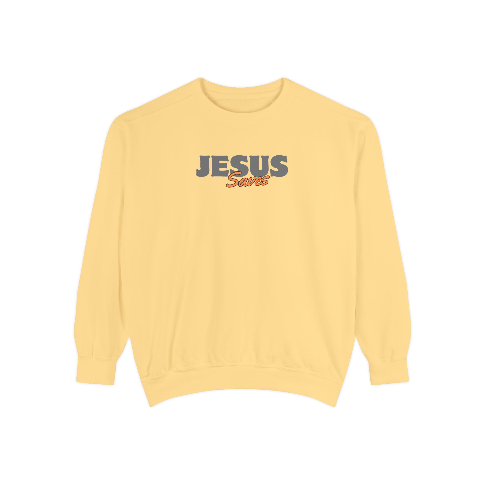 Jesus Saves – "Retro Bubble" Vintage Garment-Dyed Sweatshirt - Imagen 4