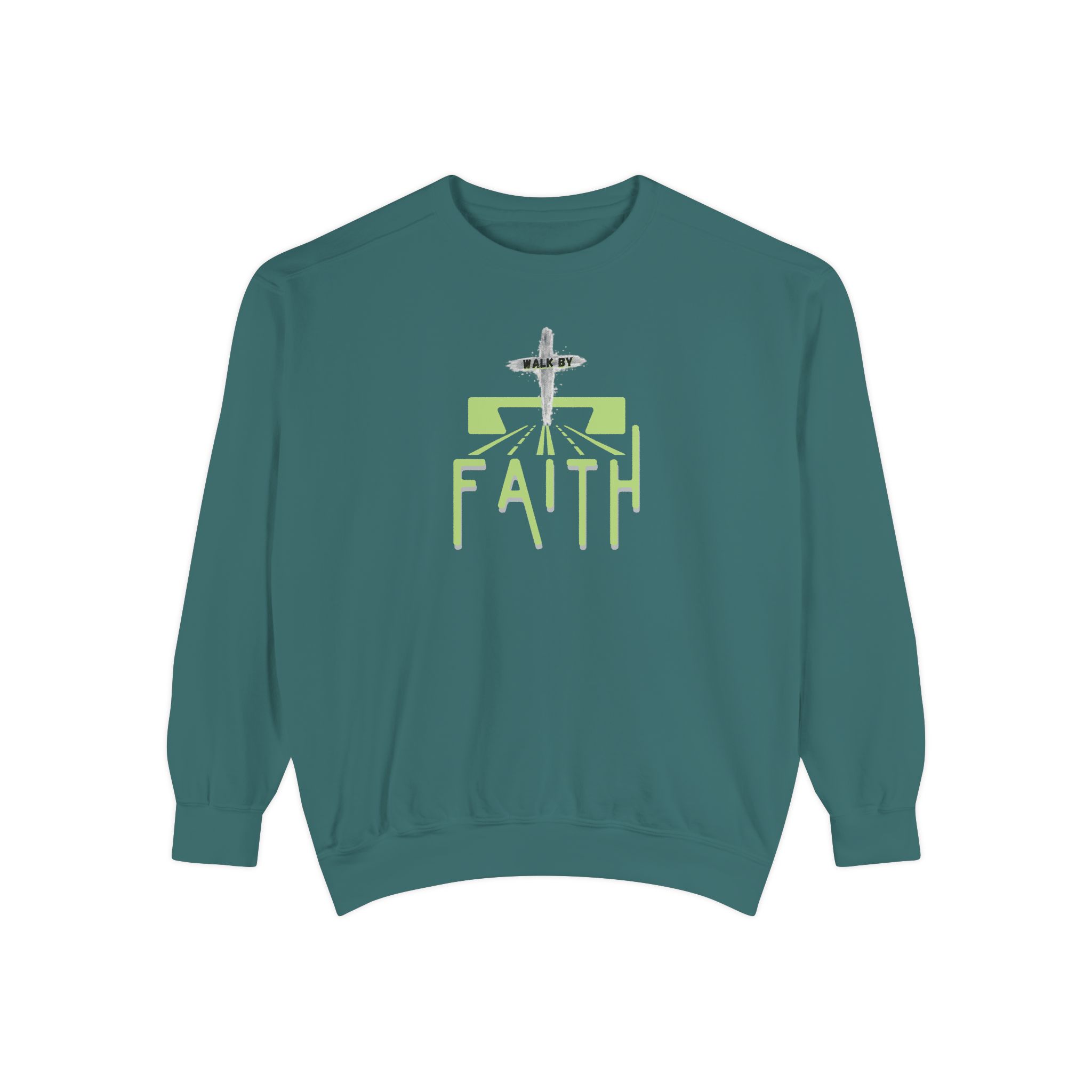 Walk by Faith – "The Way" Vintage Garment-Dyed Sweatshirt - Imagen 5