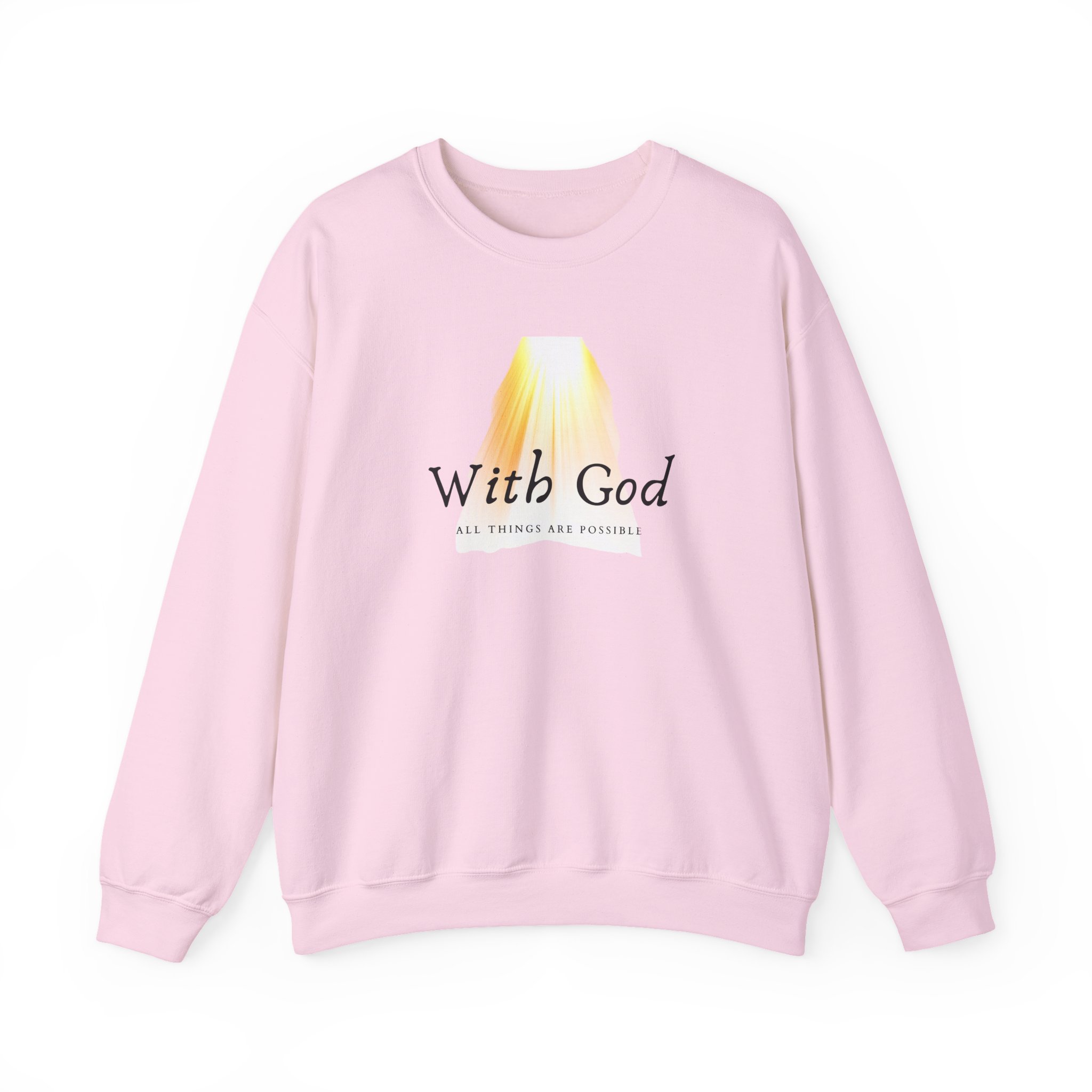 With God All Things Are Possible – "Divine Light" Classic Heavy Blend Crewneck Sweatshirt