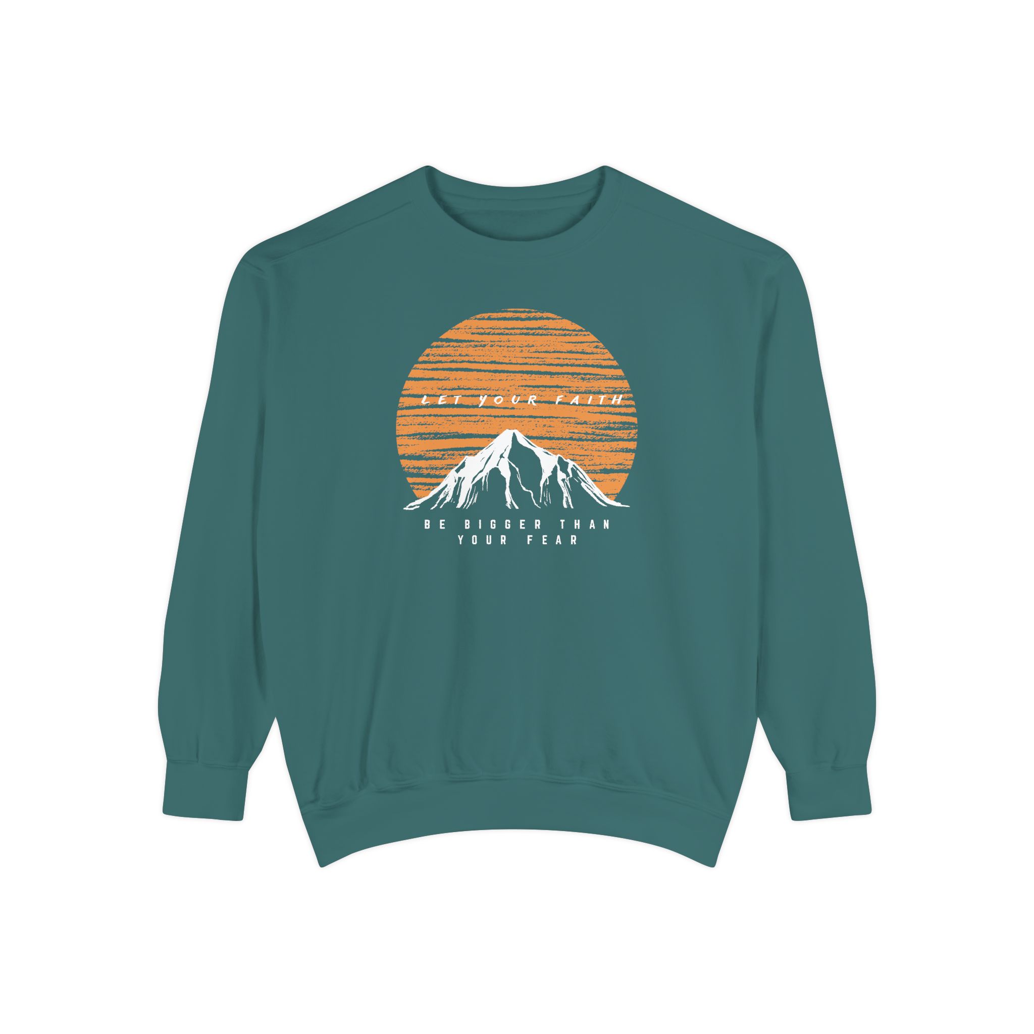 Faith Over Fear – "Sunset Summit" Vintage Garment-Dyed Sweatshirt - Imagen 2