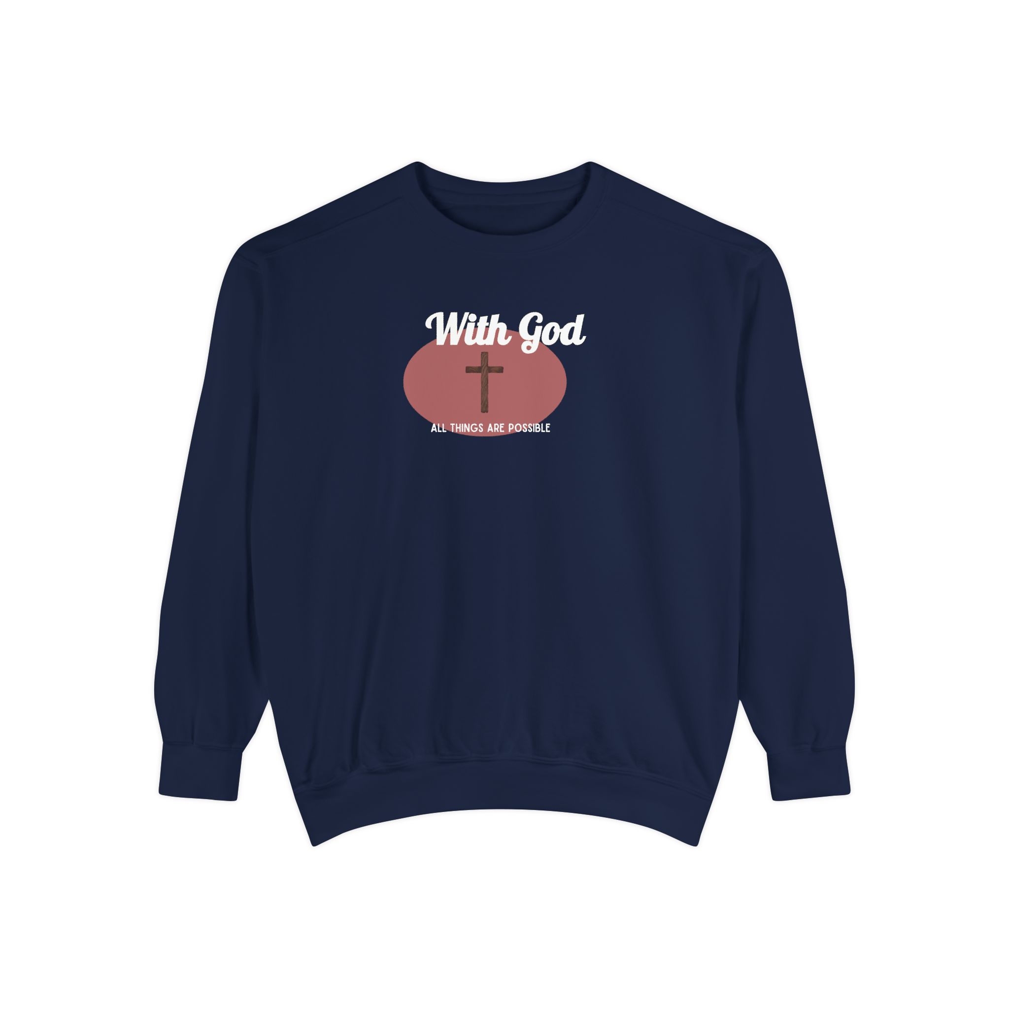 With God All Things Are Possible – "Earthy Heritage" Vintage Garment-Dyed Sweatshirt - Imagen 2