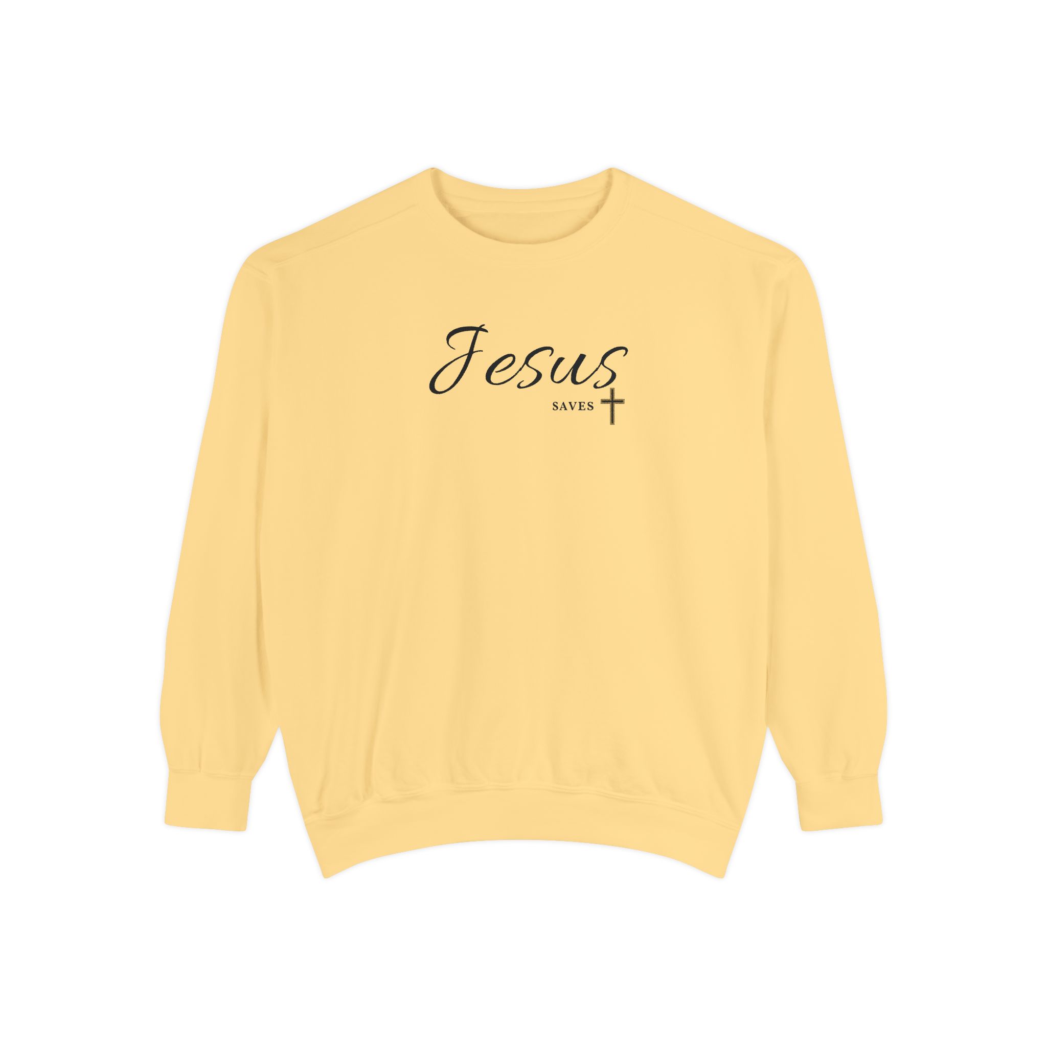 Jesus Saves – "Golden Grace" Vintage Garment-Dyed Sweatshirt - Imagen 7