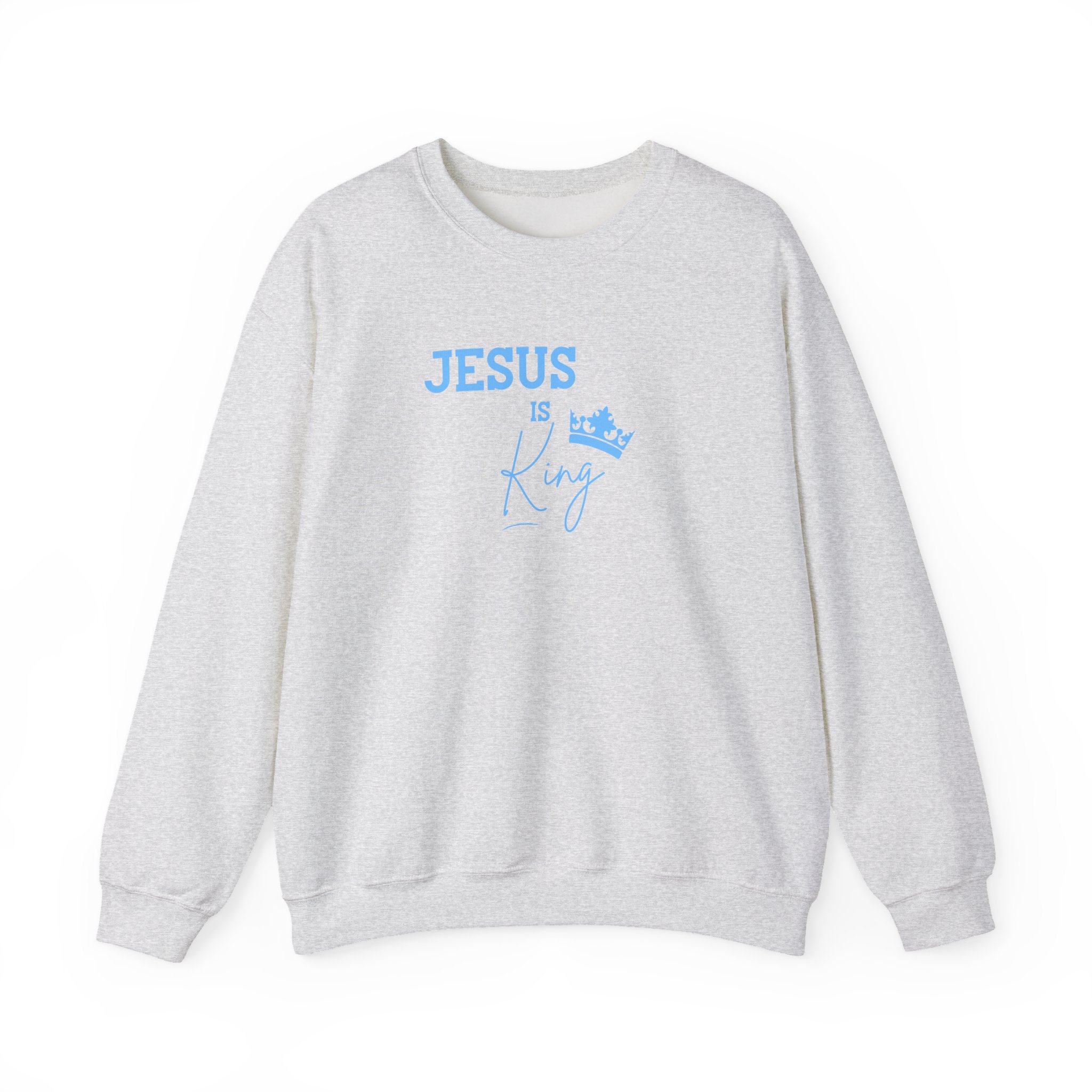 Jesus is King – "Sky Blue Crown" Classic Heavy Blend Crewneck Sweatshirt - Imagen 2