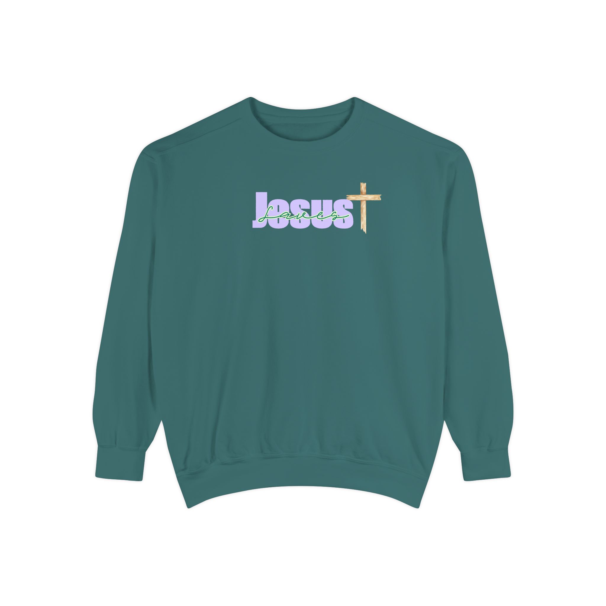 Jesus Saves – "Organic Wood" Vintage Garment-Dyed Sweatshirt - Imagen 4