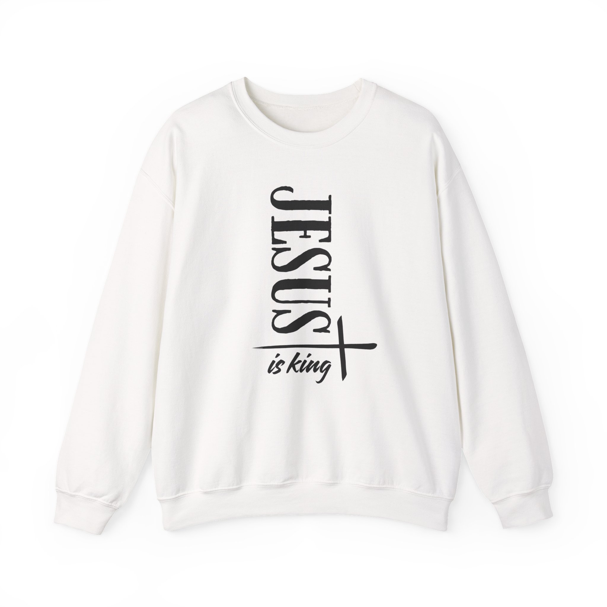 Jesus is King – "Vertical Cross" Classic Heavy Blend Crewneck Sweatshirt - Imagen 3